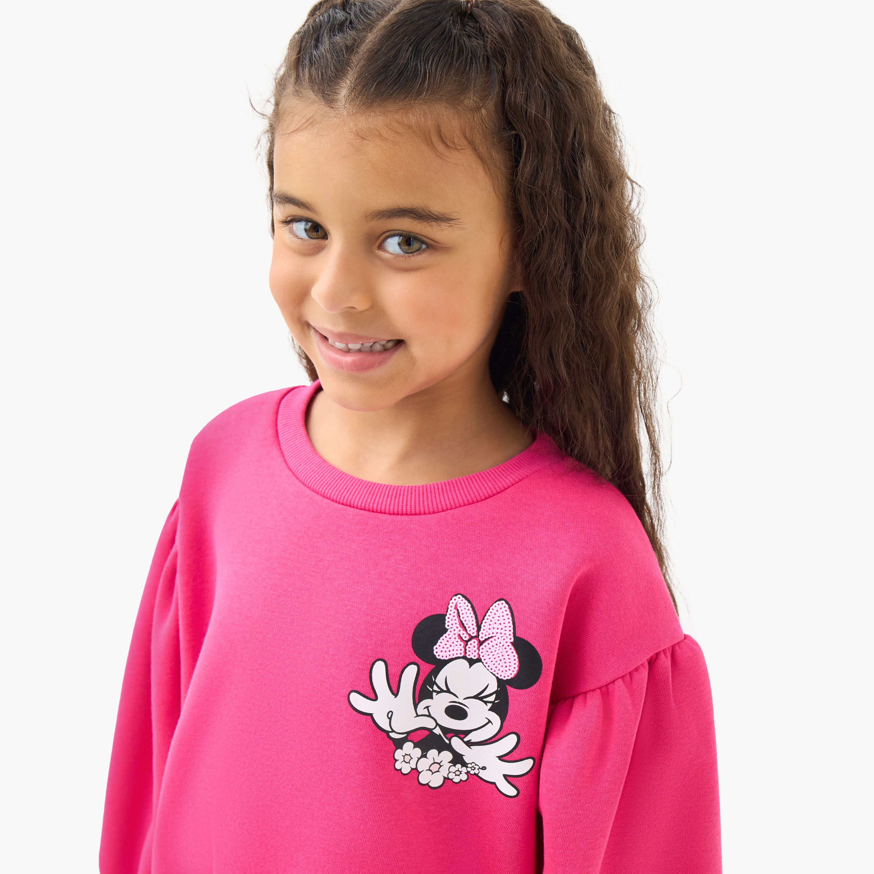 Disney Girls Round Neck Sweatshirt with Minnie Mouse Print - Long Sleeves-girls-clothing-sweatshirts-image-4