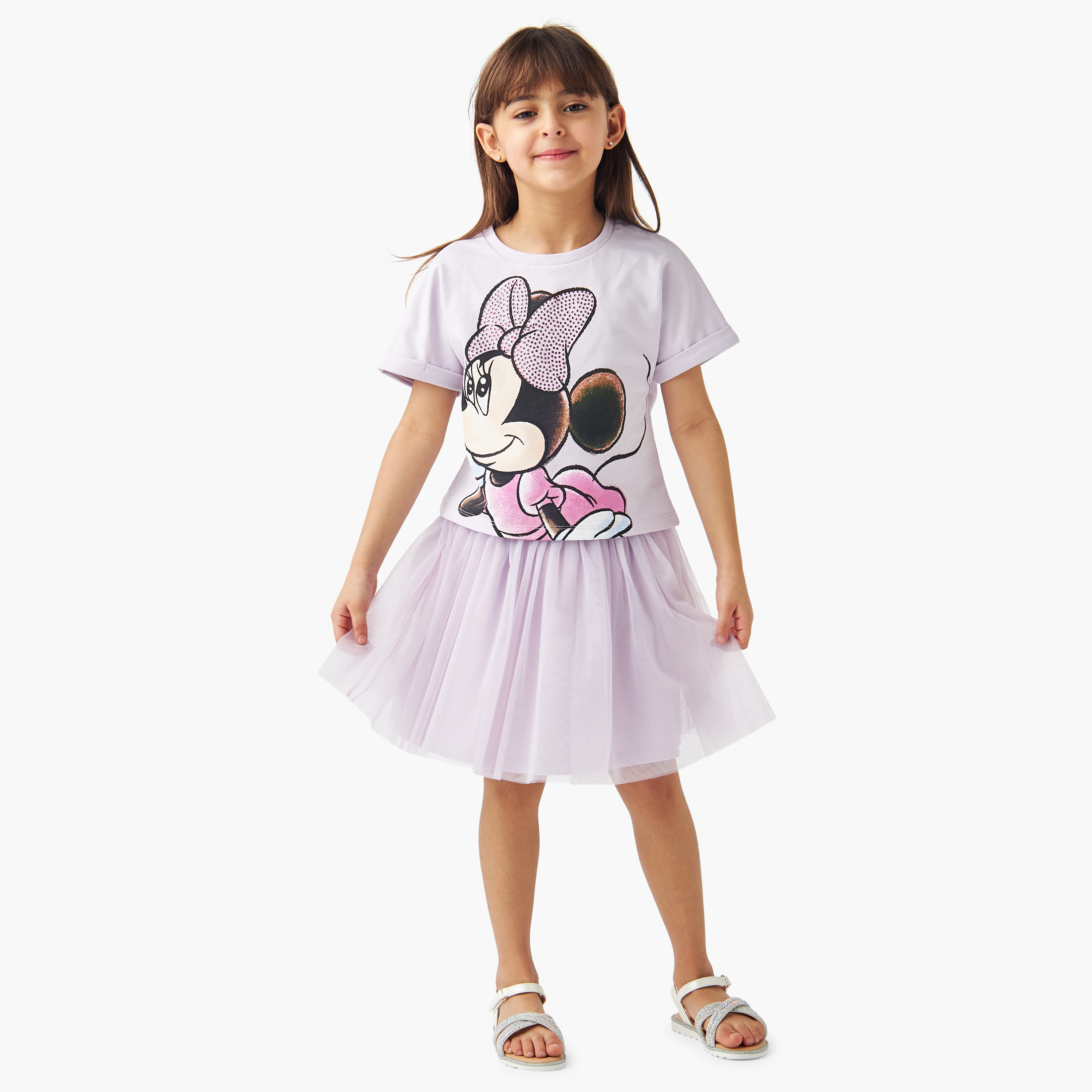 Disney Minnie Mouse Print T-shirt and Skirt Set-girls-clothing-setsandcoords-image-1