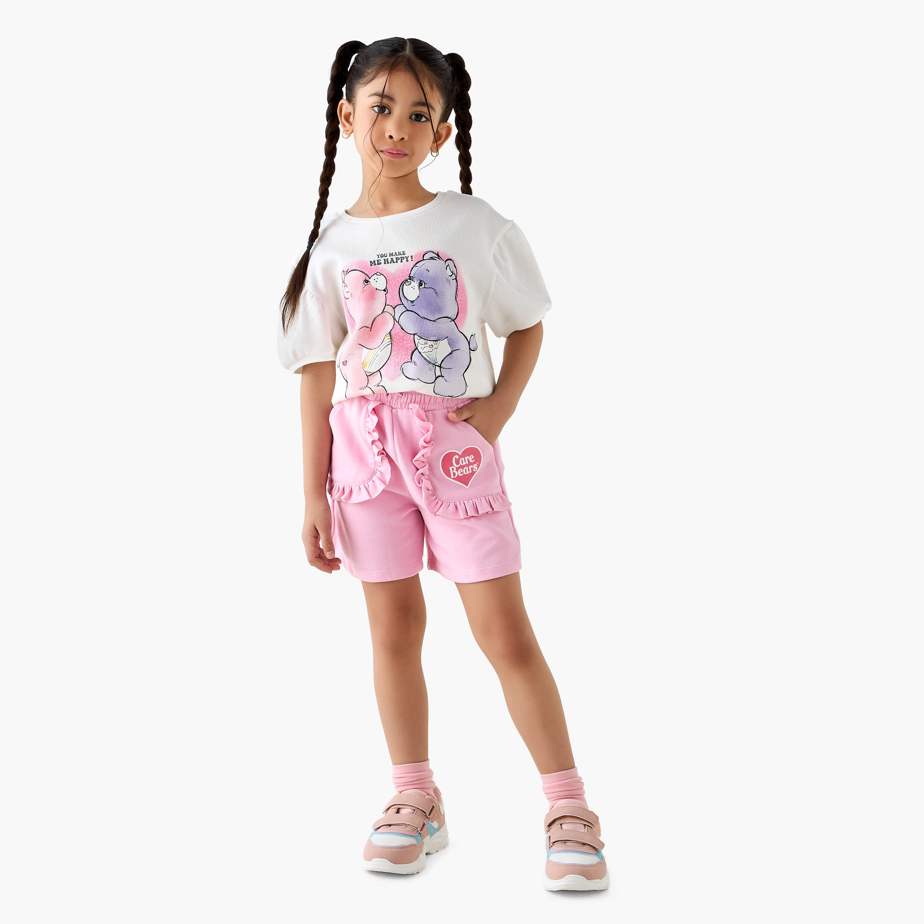 Cloud Co Care Bears Print T-shirt and Shorts Set-baby-girls-clothing-setsandcoords-image-1