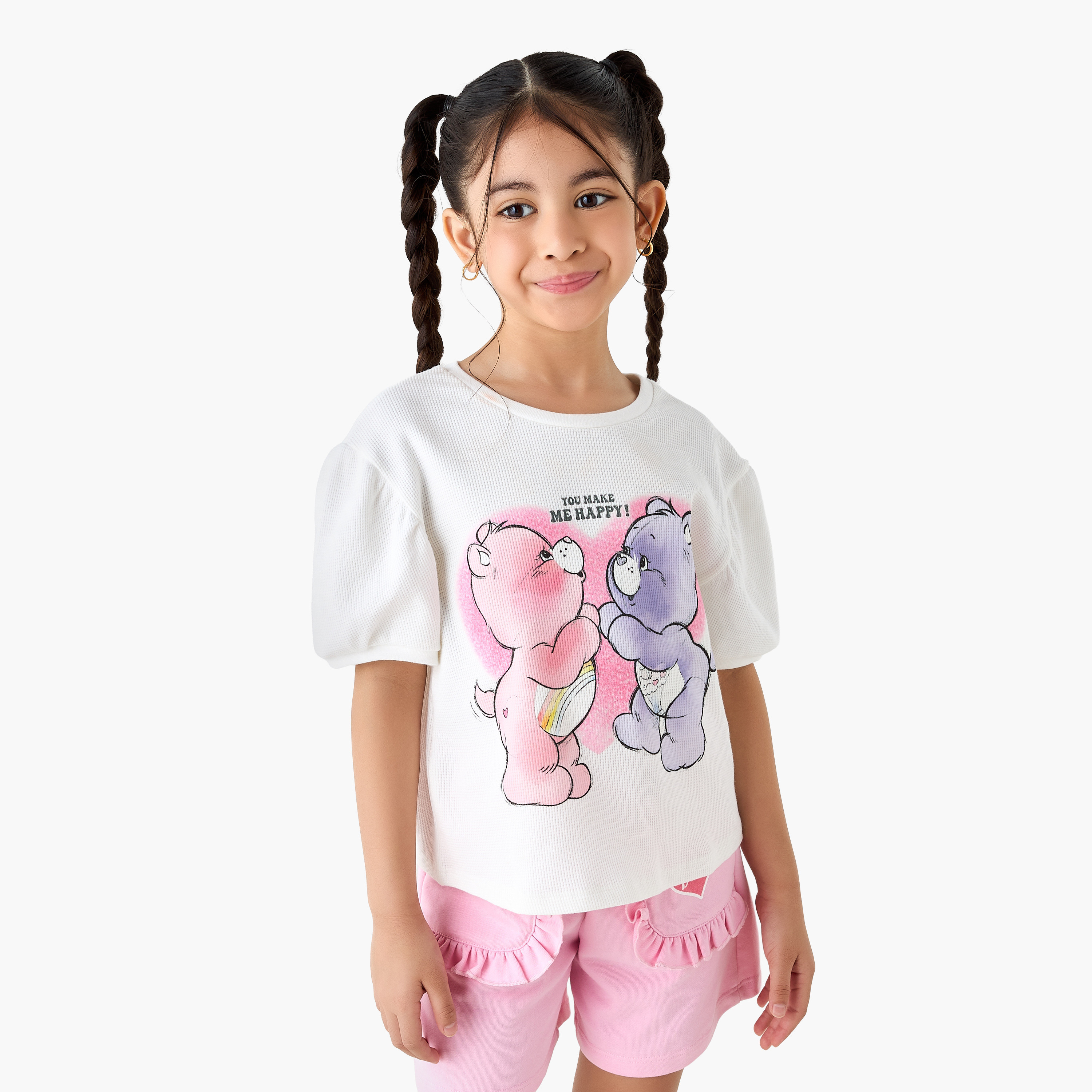 Cloud Co Care Bears Print T-shirt and Shorts Set-baby-girls-clothing-setsandcoords-image-2