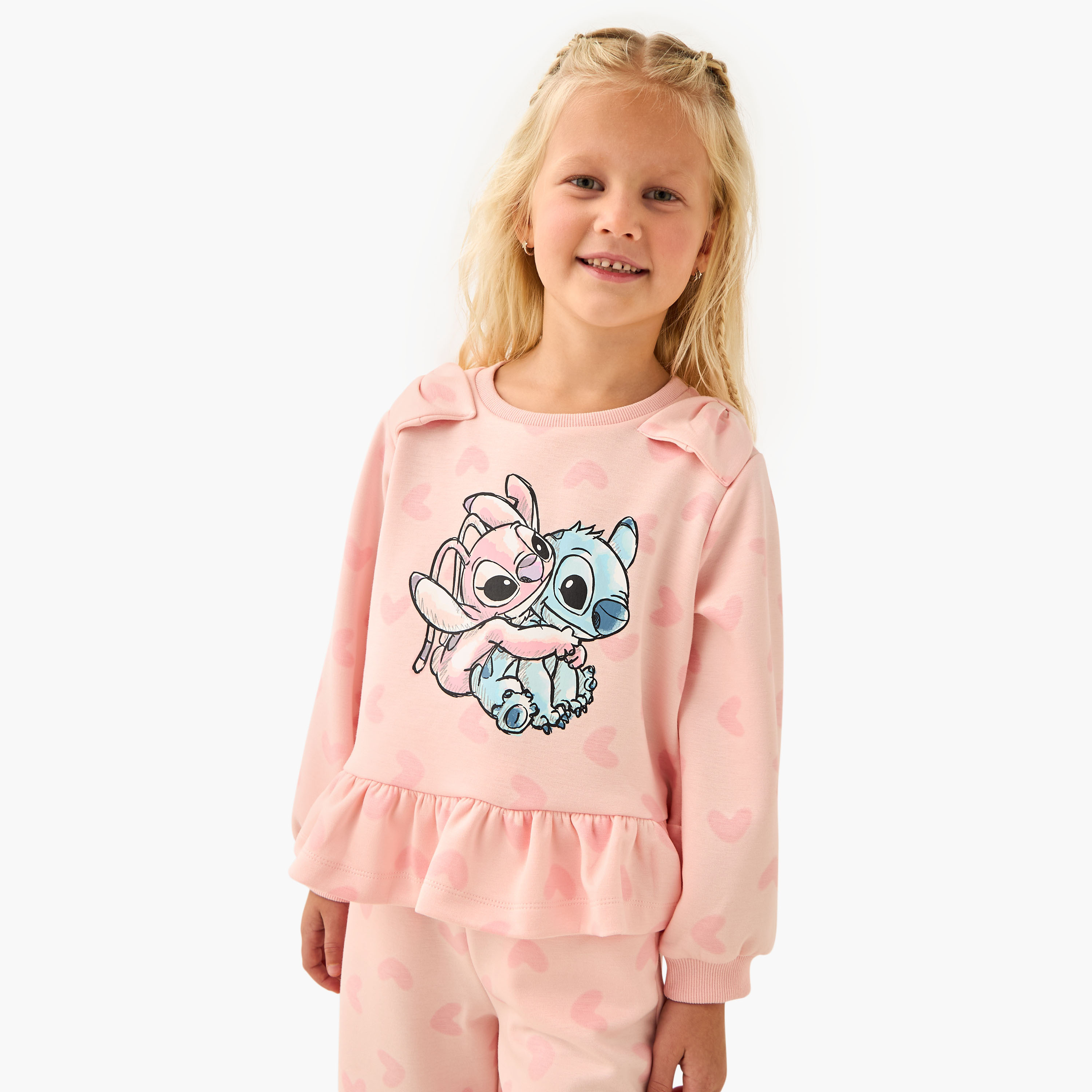 طقم بنطلون رياضي وسويت شيرت بأكمام طويلة وياقة ضيقة وطبعات للبنات من ديزني-girls-clothing-setsandcoords-image-5