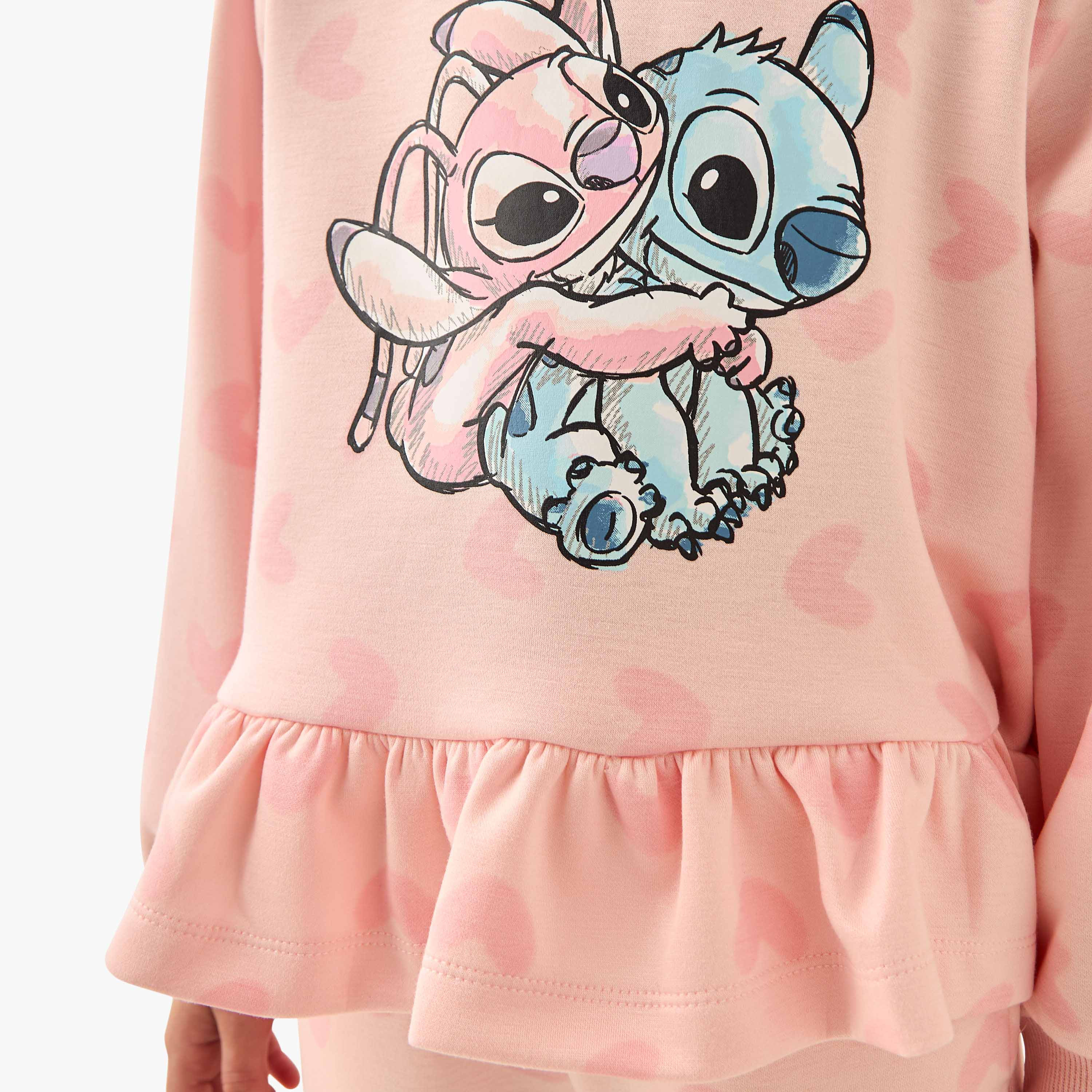 طقم بنطلون رياضي وسويت شيرت بأكمام طويلة وياقة ضيقة وطبعات للبنات من ديزني-girls-clothing-setsandcoords-image-2