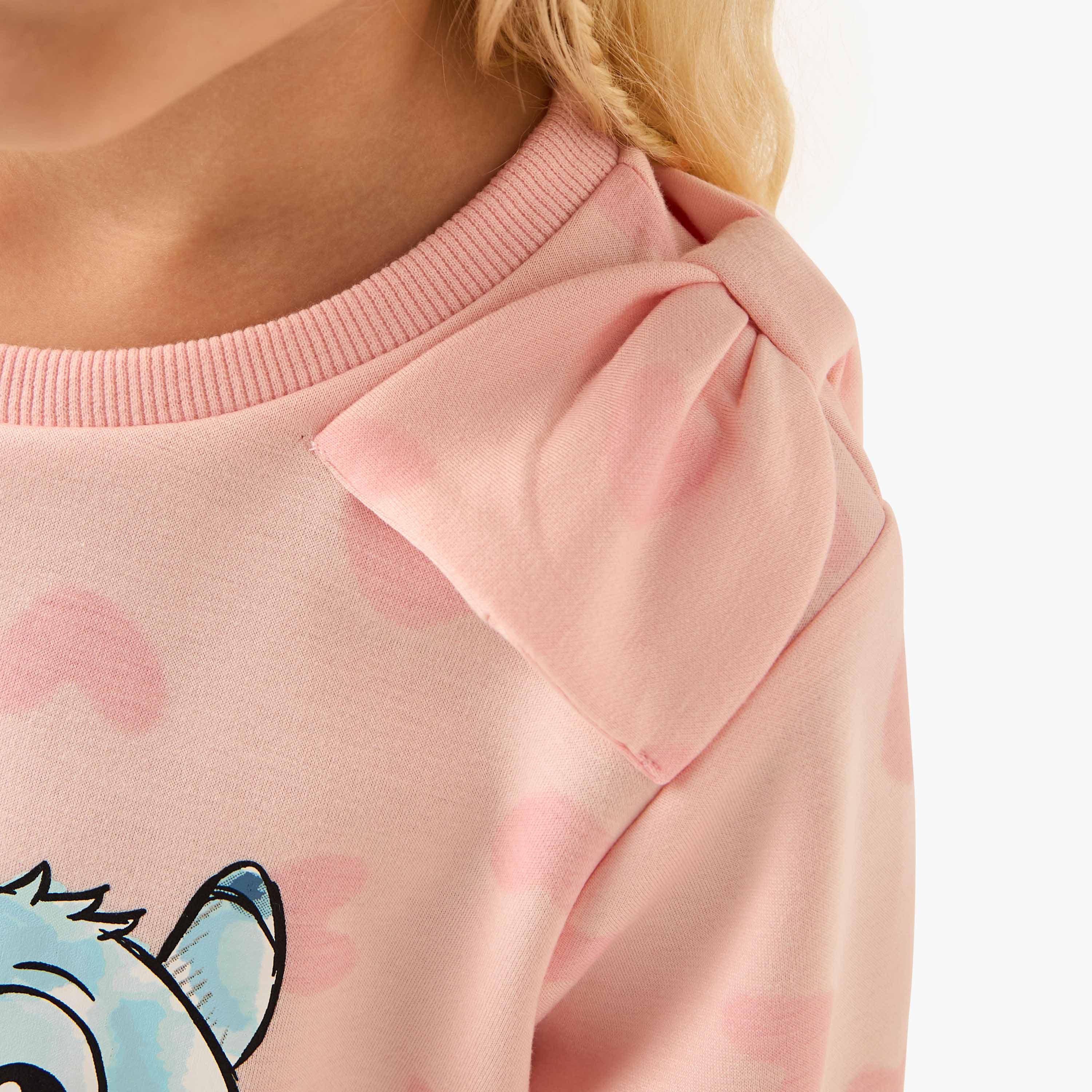 طقم بنطلون رياضي وسويت شيرت بأكمام طويلة وياقة ضيقة وطبعات للبنات من ديزني-girls-clothing-setsandcoords-image-1