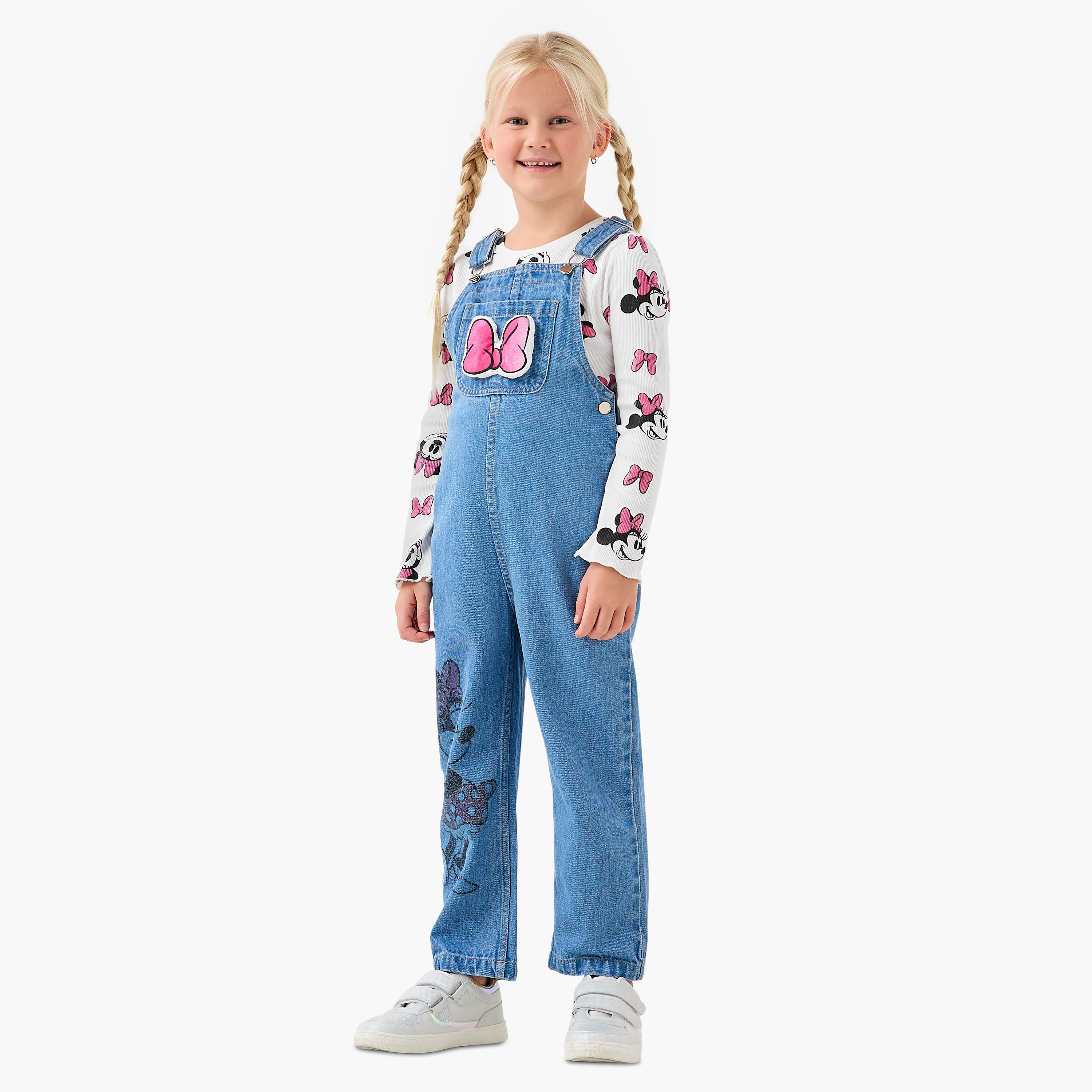 طقم تيشيرت ودنغري بطبعات ميني ماوس - بأكمام طويلة للبنات من ديزني-baby-girls-clothing-setsandcoords-image-1