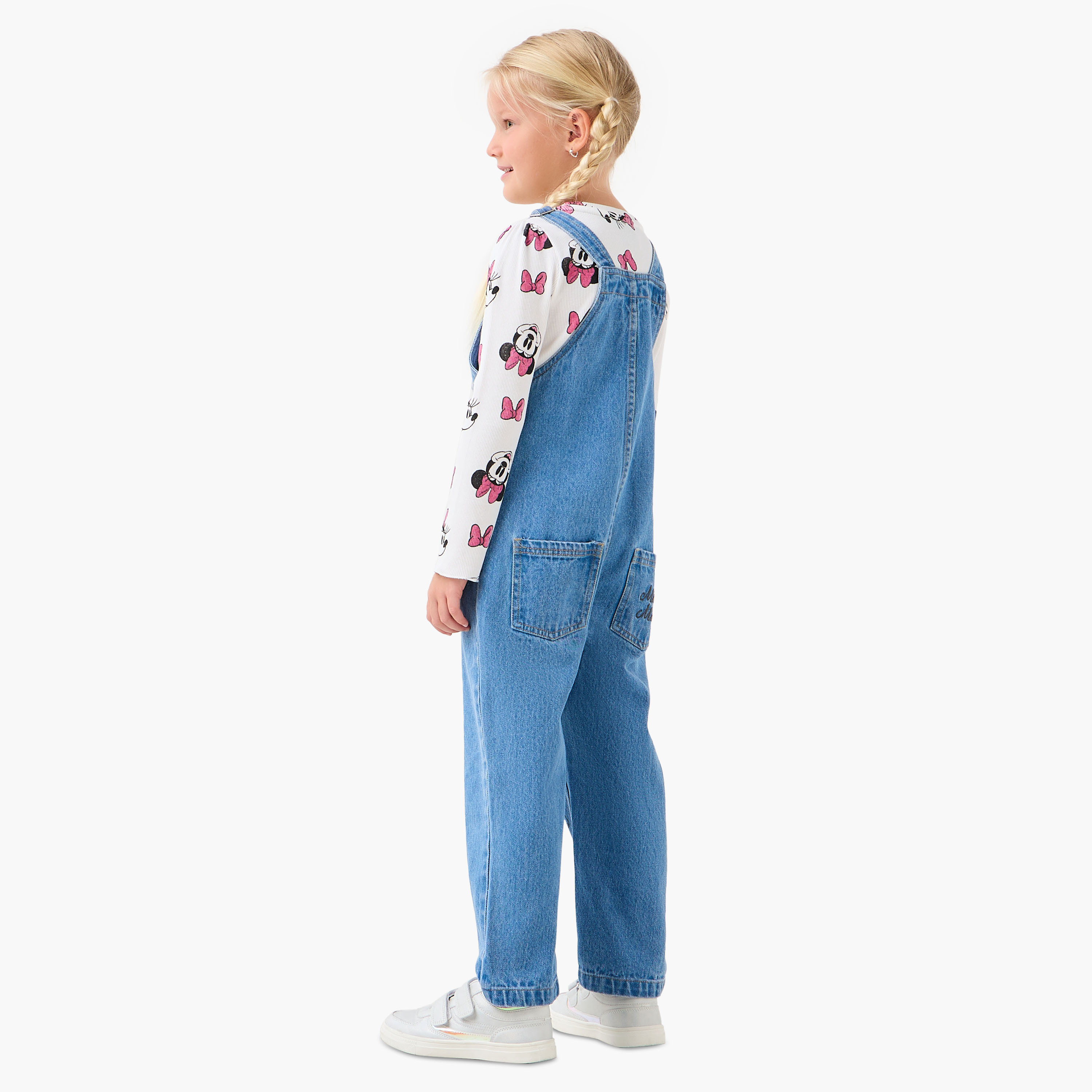 Disney Girls T-shirt and Dungaree Set with Minnie Mouse Print - Long Sleeves-baby-girls-clothing-setsandcoords-image-3