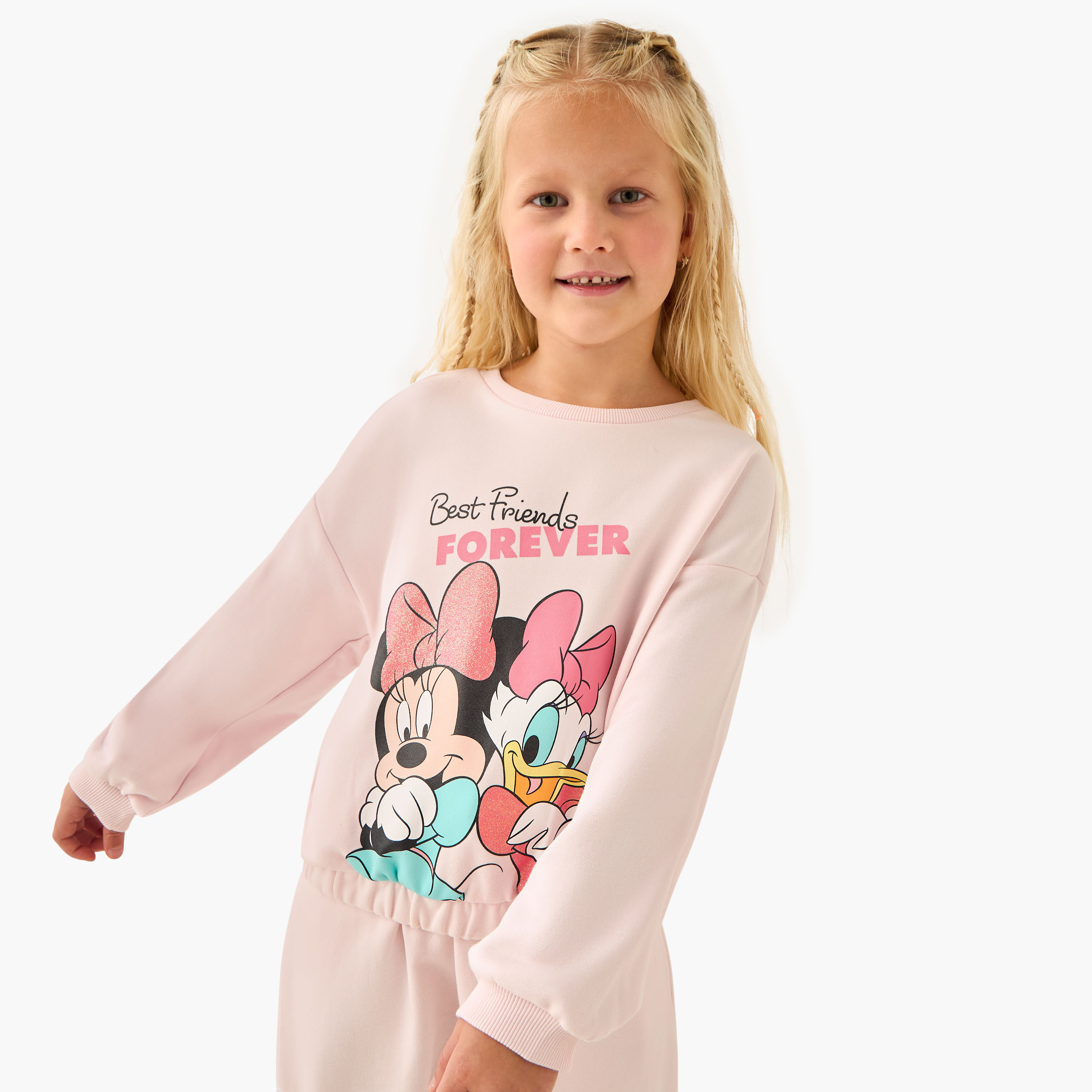 Disney Girls Sweatshirt and Joggers Set with Minnie Mouse Print - Cotton - Long Sleeves - Crew Neck-baby-girls-clothing-setsandcoords-image-2