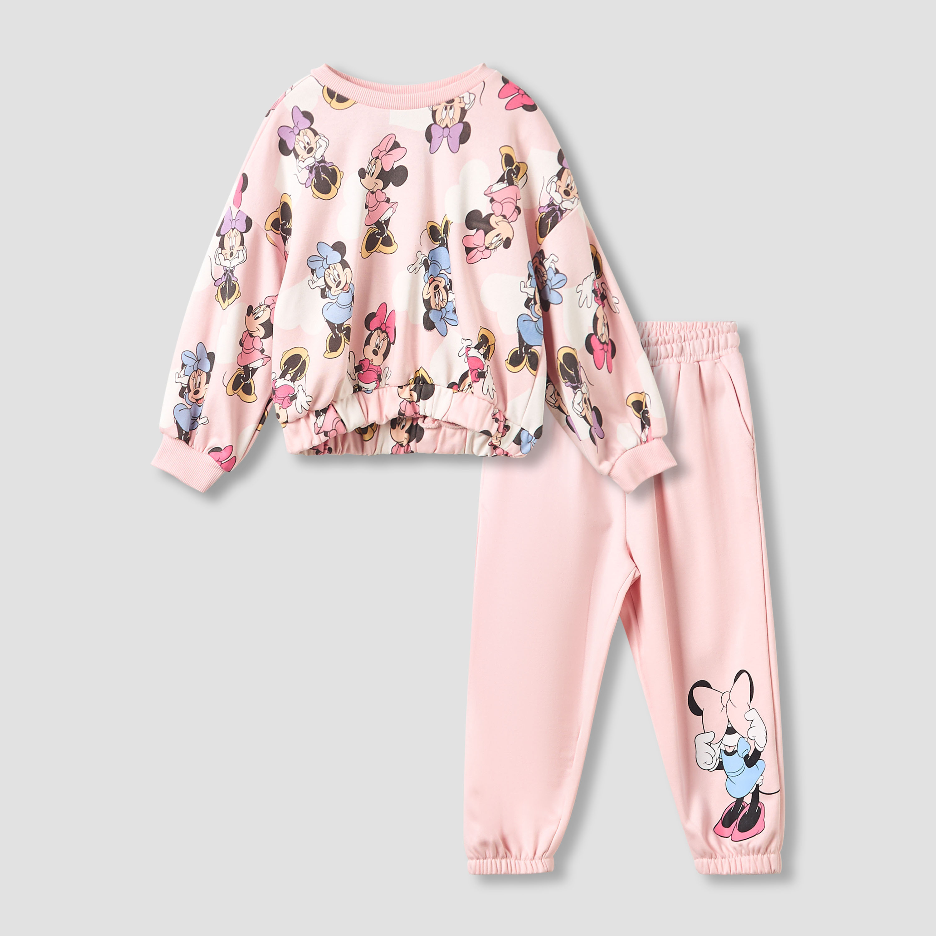 Juniors Girls Sweatshirt and Joggers Set with Minnie Mouse Print - Cotton - Long Sleeves - Crew Neck-baby-girls-clothing-setsandcoords-image-1