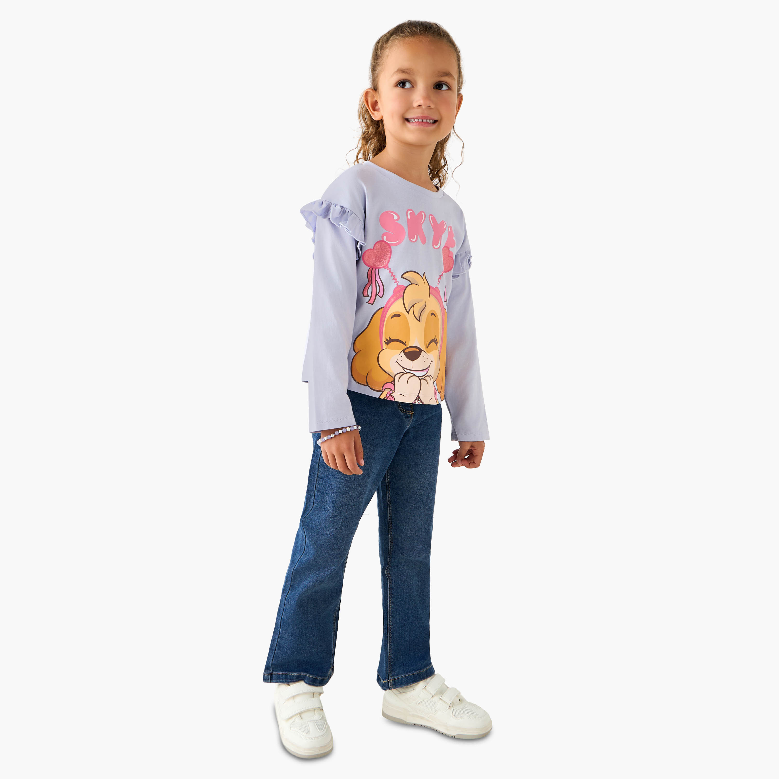 Crew Neck Long Sleeves T-shirt with Skye Print-girls-clothing-tshirts-image-2