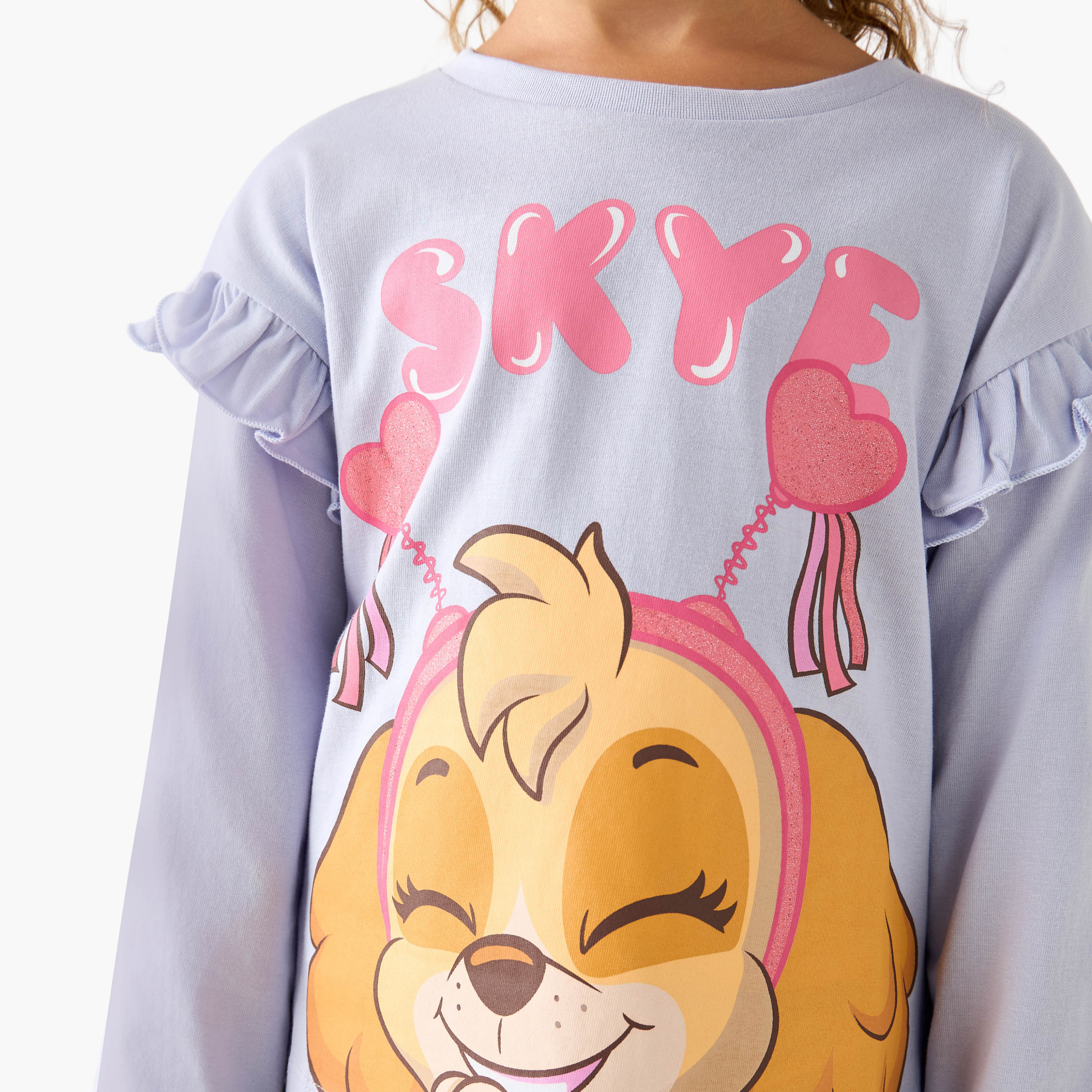 Crew Neck Long Sleeves T-shirt with Skye Print-girls-clothing-tshirts-image-4