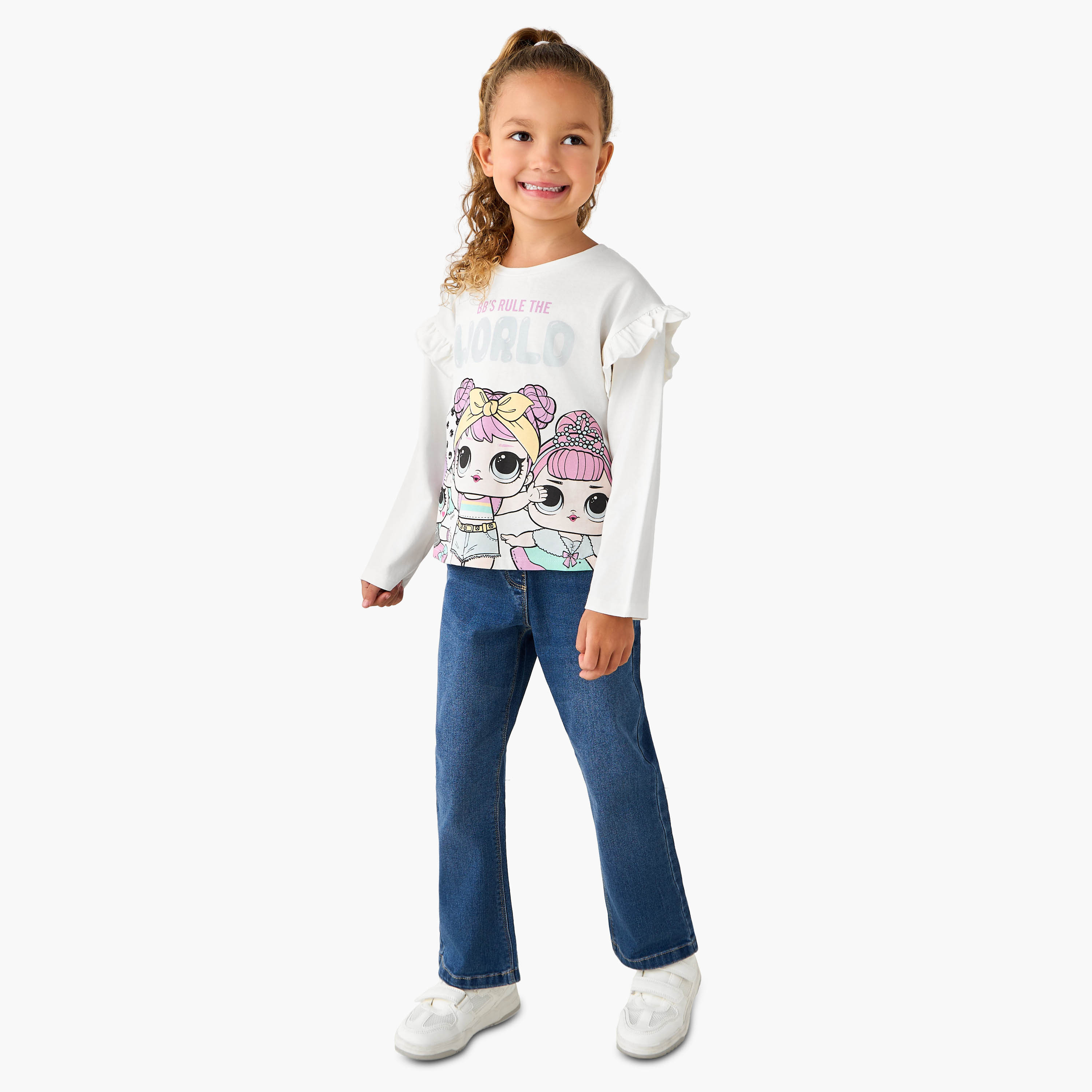 Round Neck Long Sleeves T-shirt with Ruffles-girls-clothing-tshirts-image-2