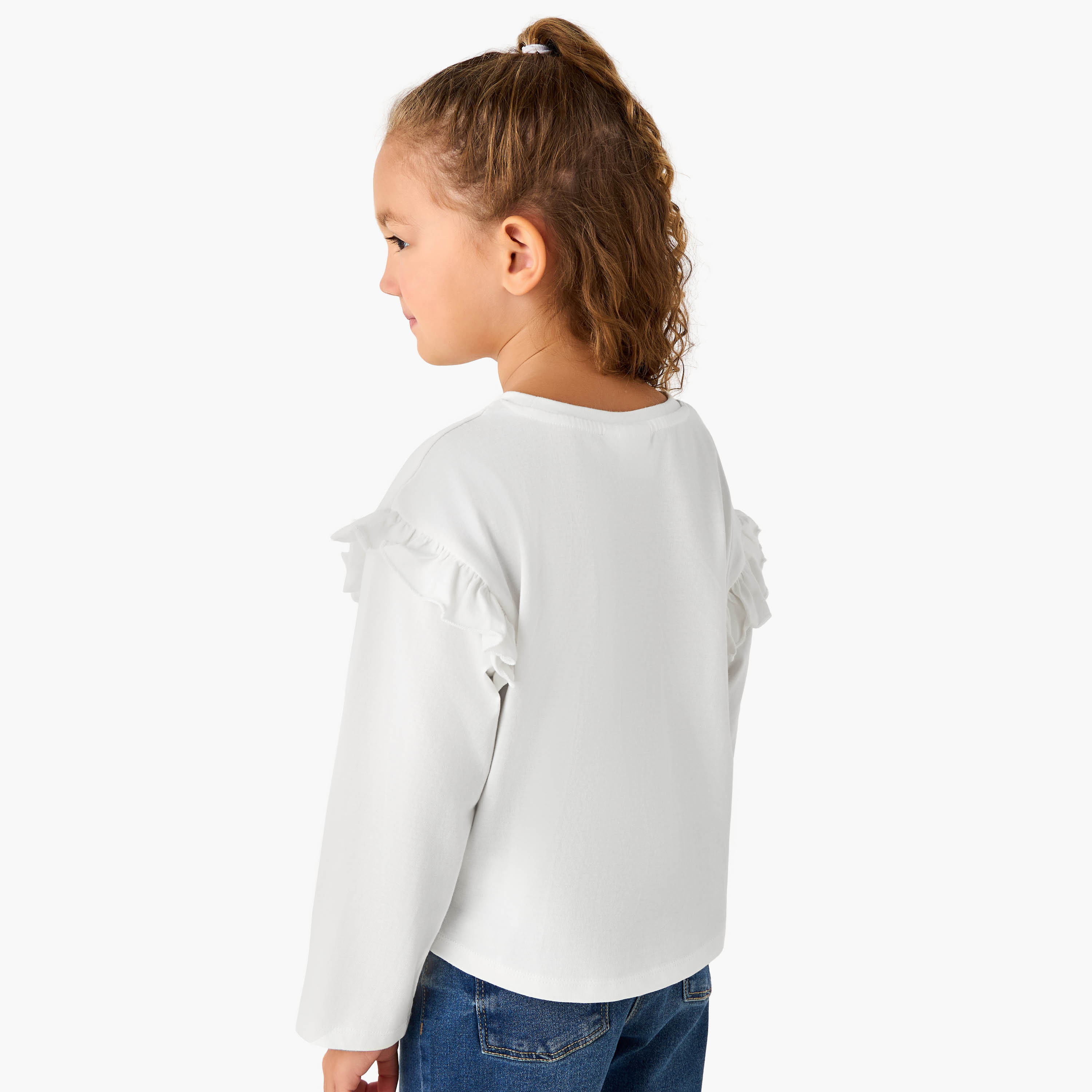 Round Neck Long Sleeves T-shirt with Ruffles-girls-clothing-tshirts-image-3