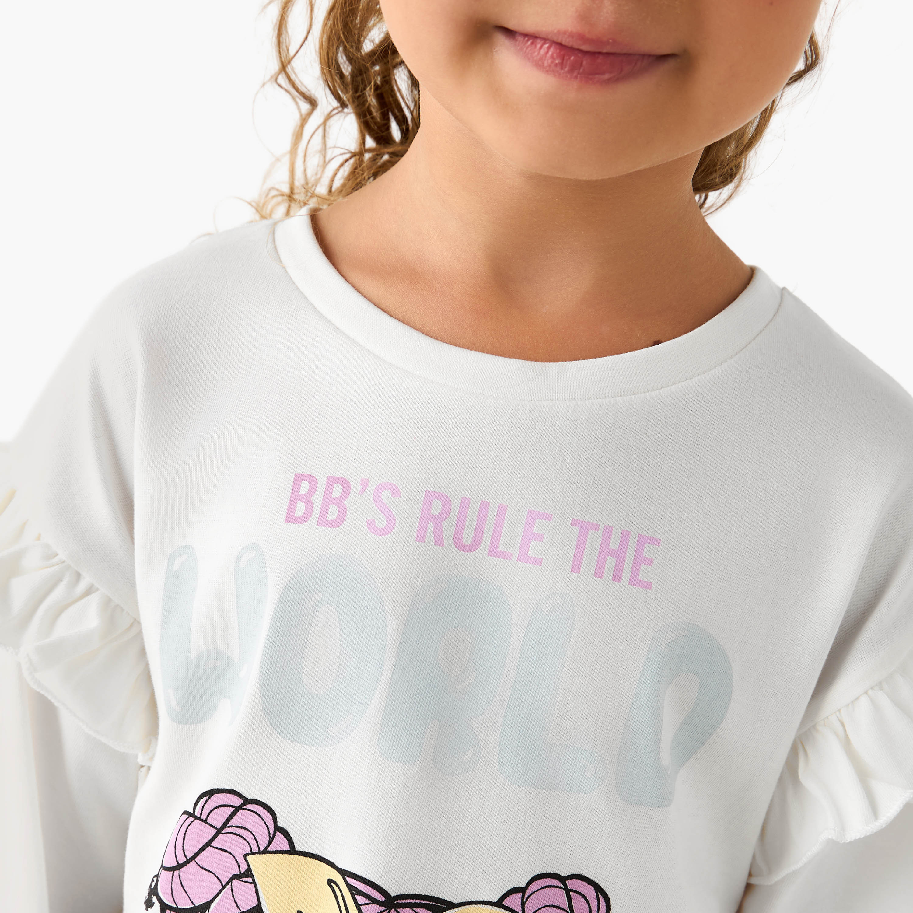 Round Neck Long Sleeves T-shirt with Ruffles-girls-clothing-tshirts-image-4