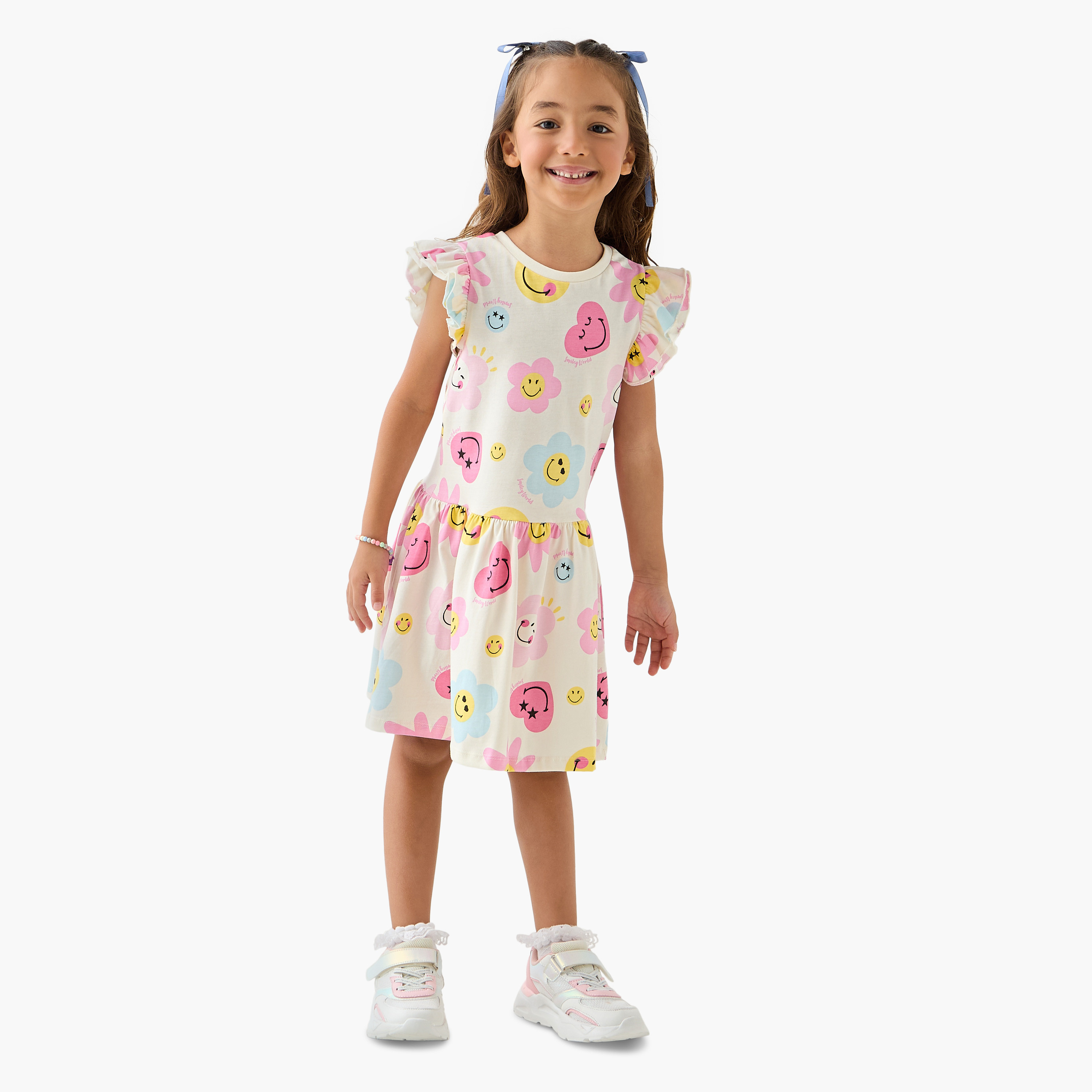 Smiley World All-Over Print Sleeveless Drop Waist Dress-girls-clothing-dressesandjumpsuits-image-2