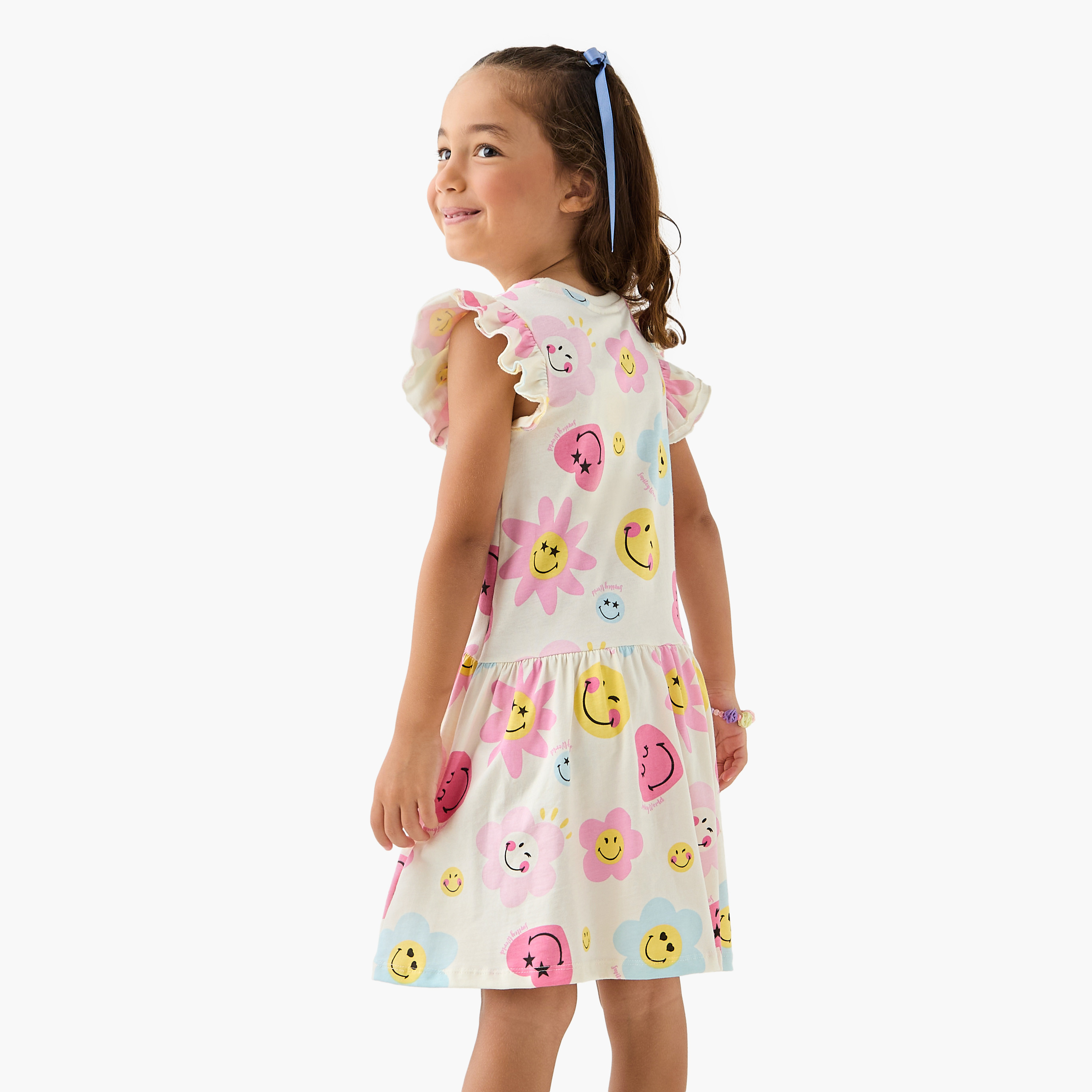 Smiley World All-Over Print Sleeveless Drop Waist Dress-girls-clothing-dressesandjumpsuits-image-3