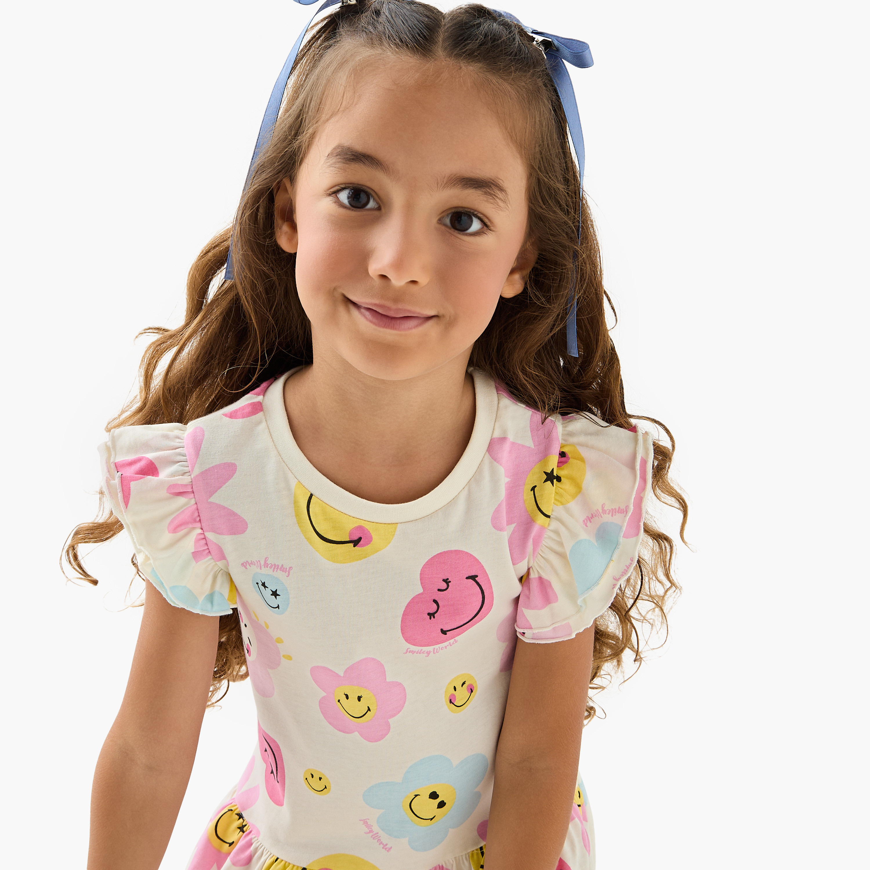 Smiley World All-Over Print Sleeveless Drop Waist Dress-girls-clothing-dressesandjumpsuits-image-4