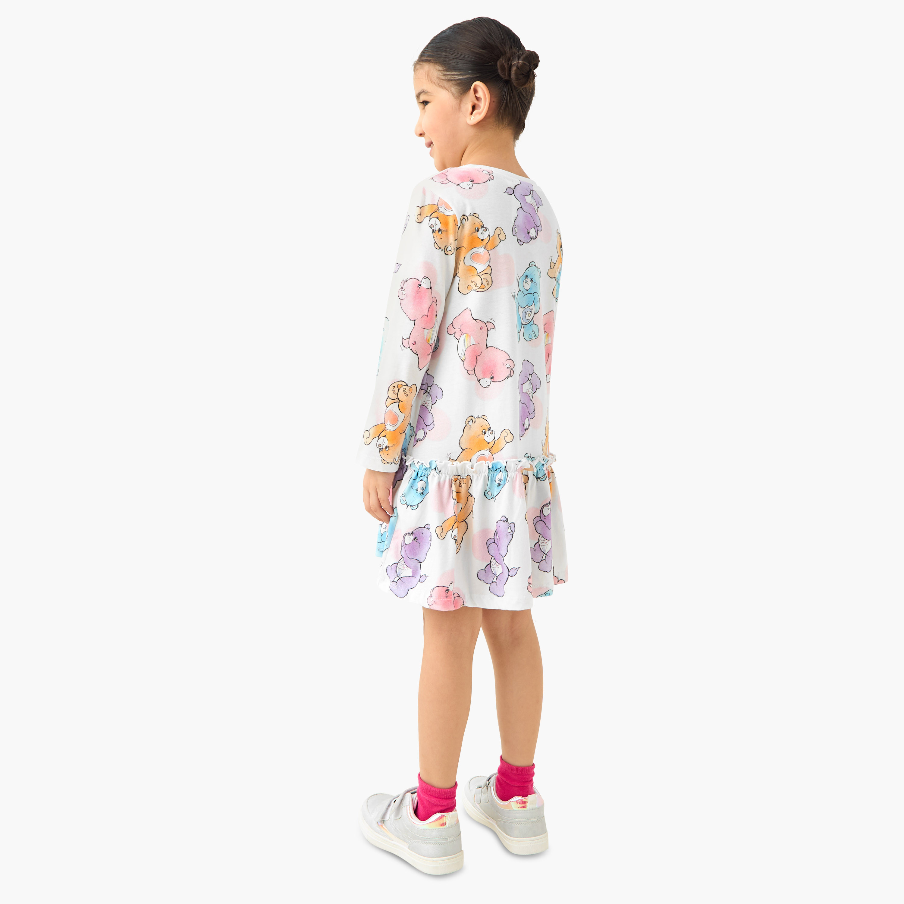 Cloud Co Care Bear Print Drop Waist Dress with Long Sleeves-girls-clothing-dressesandjumpsuits-image-3