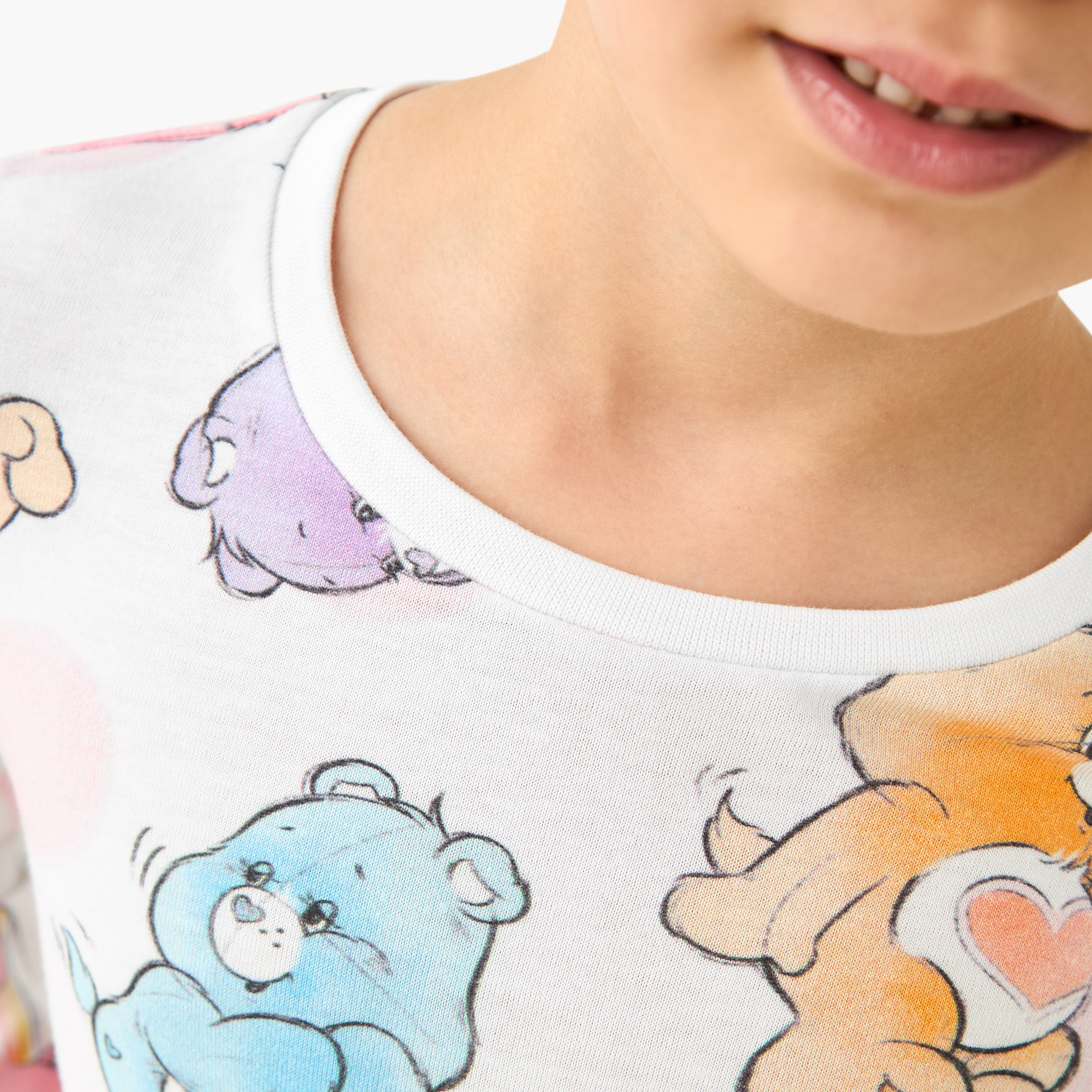 Cloud Co Care Bear Print Drop Waist Dress with Long Sleeves-girls-clothing-dressesandjumpsuits-image-4