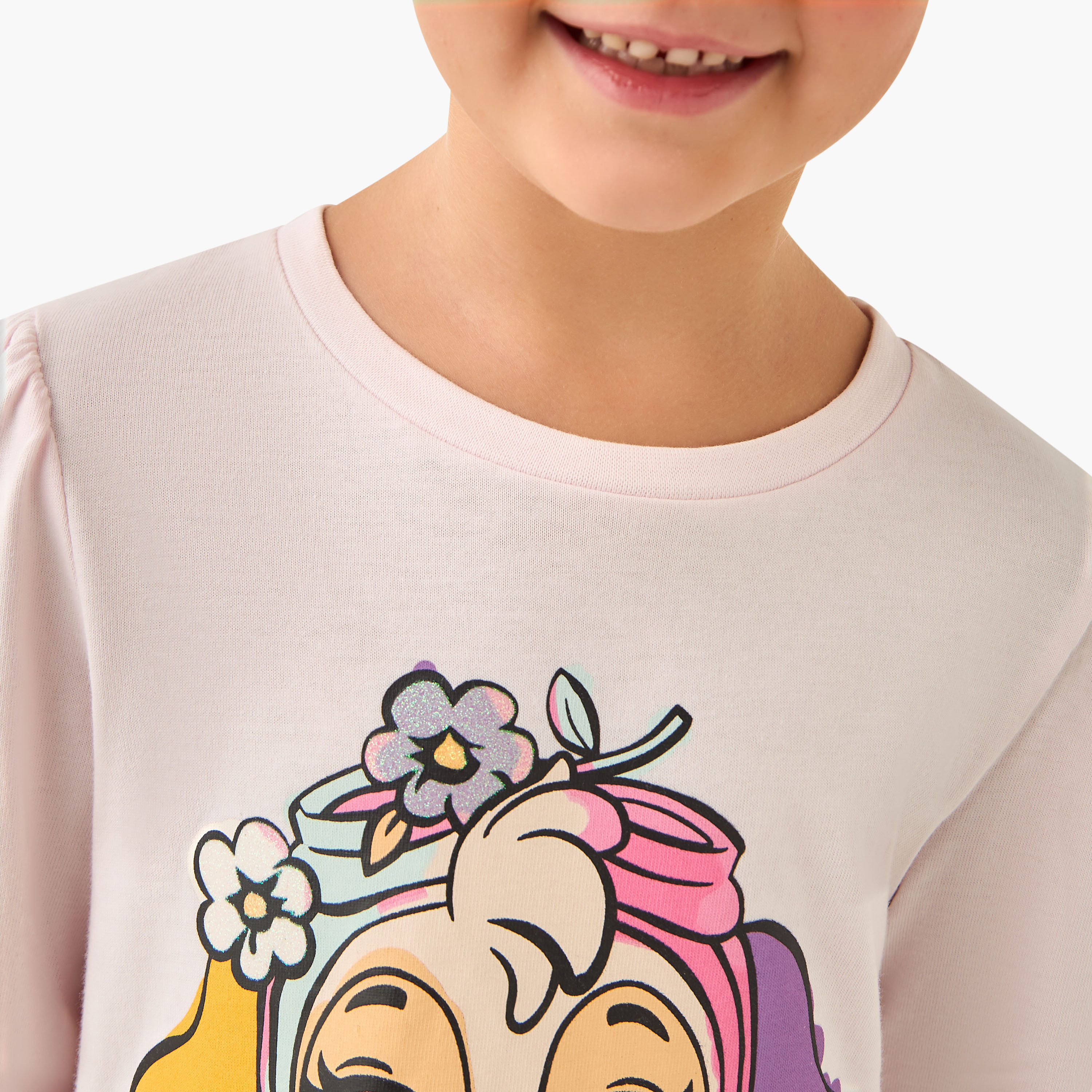 Round Neck Long Sleeves Knee Length Dress with Skye Print-girls-clothing-dressesandjumpsuits-image-5