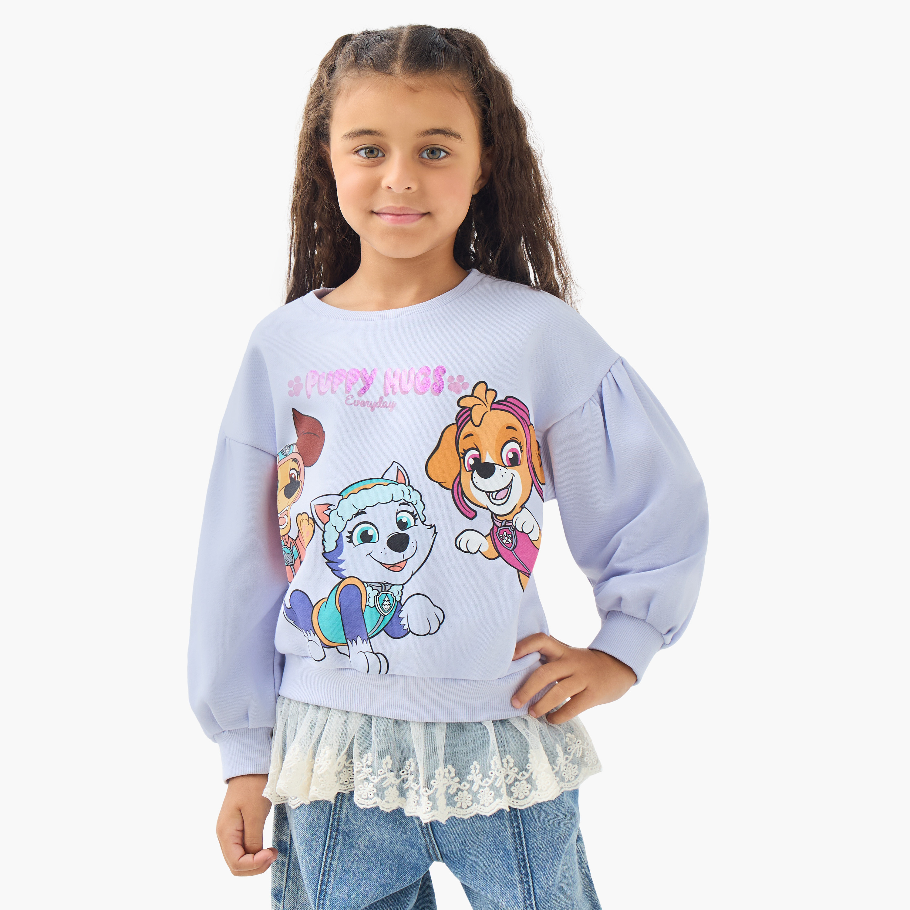 Girls Sweatshirt with PAW Patrol Print - Long Sleeves-girls-clothing-sweatshirts-image-1