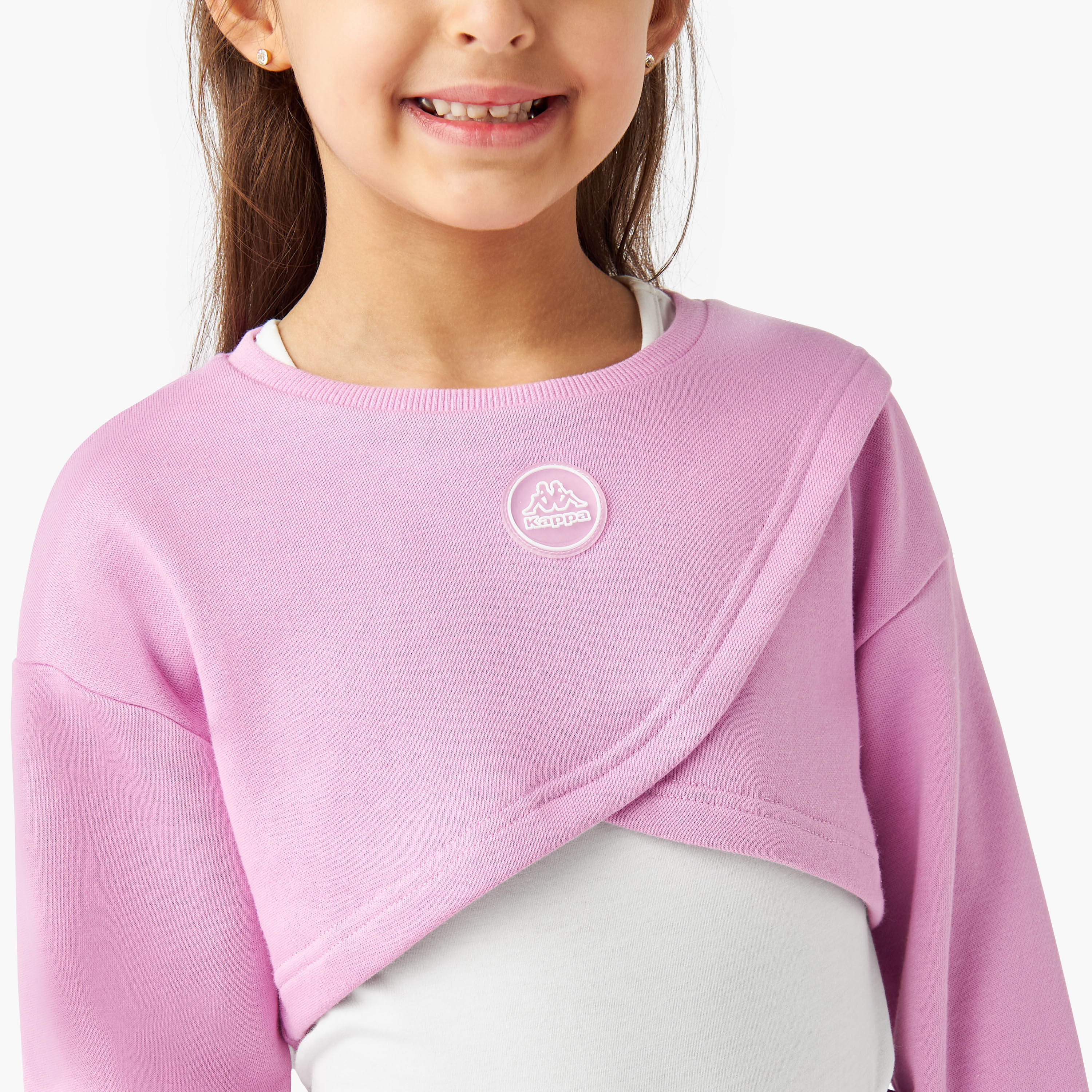 Kappa Solid Cropped Sweatshirt with Tank Top-sports-girls-clothing-tops-image-4