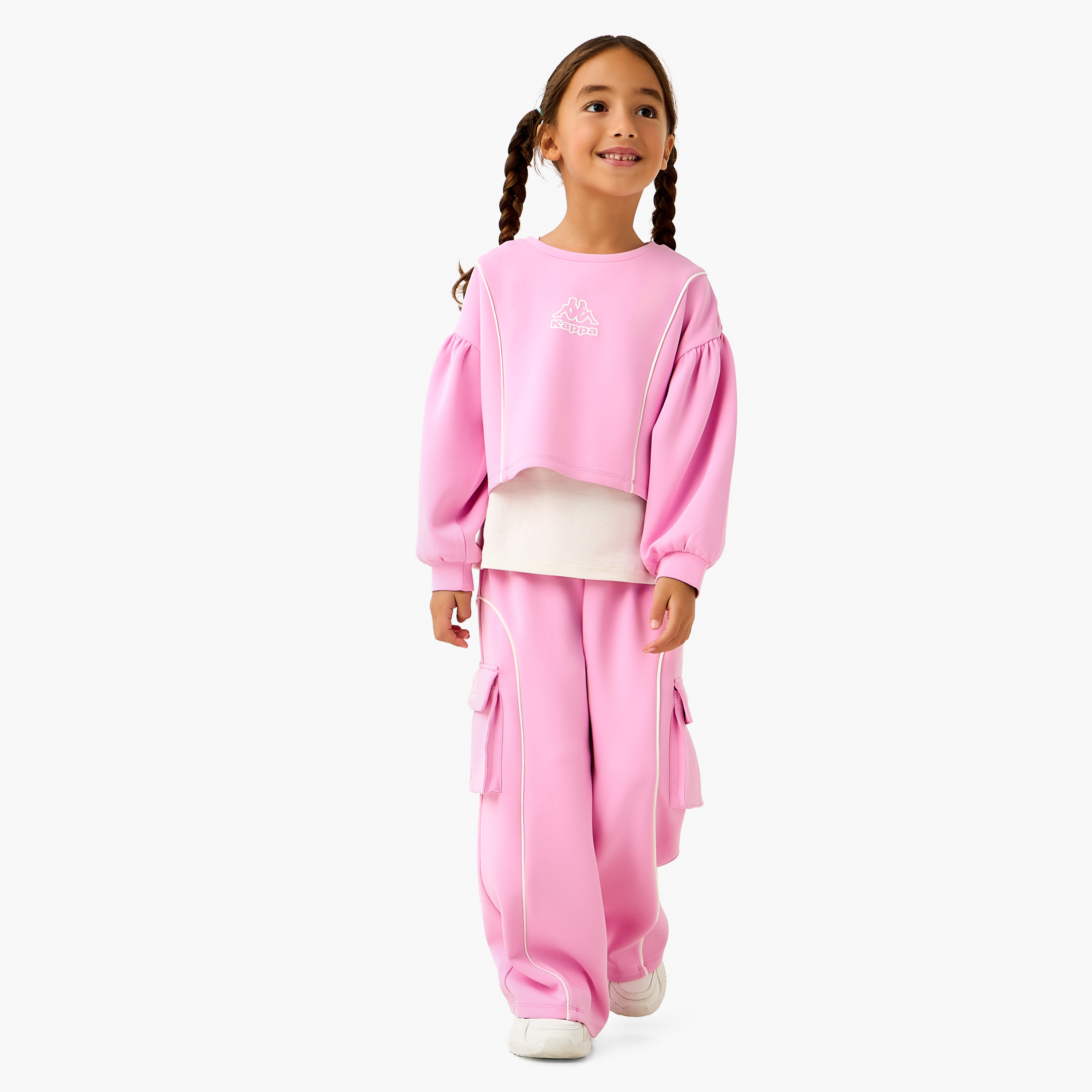 Kappa Crew Neck Long Sleeves T-shirt with Logo Print-girls-clothing-tshirts-image-2