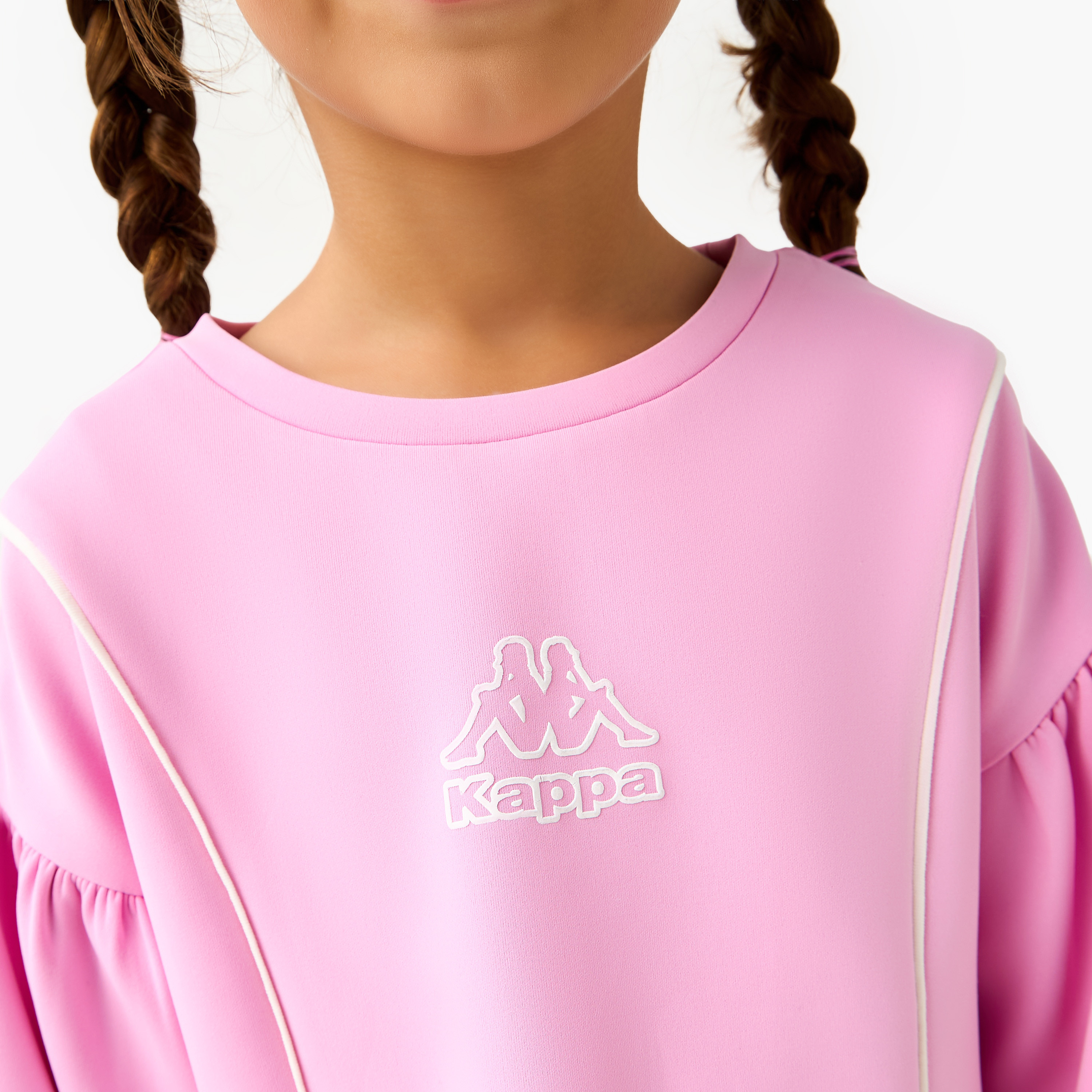 Kappa Crew Neck Long Sleeves T-shirt with Logo Print-girls-clothing-tshirts-image-4