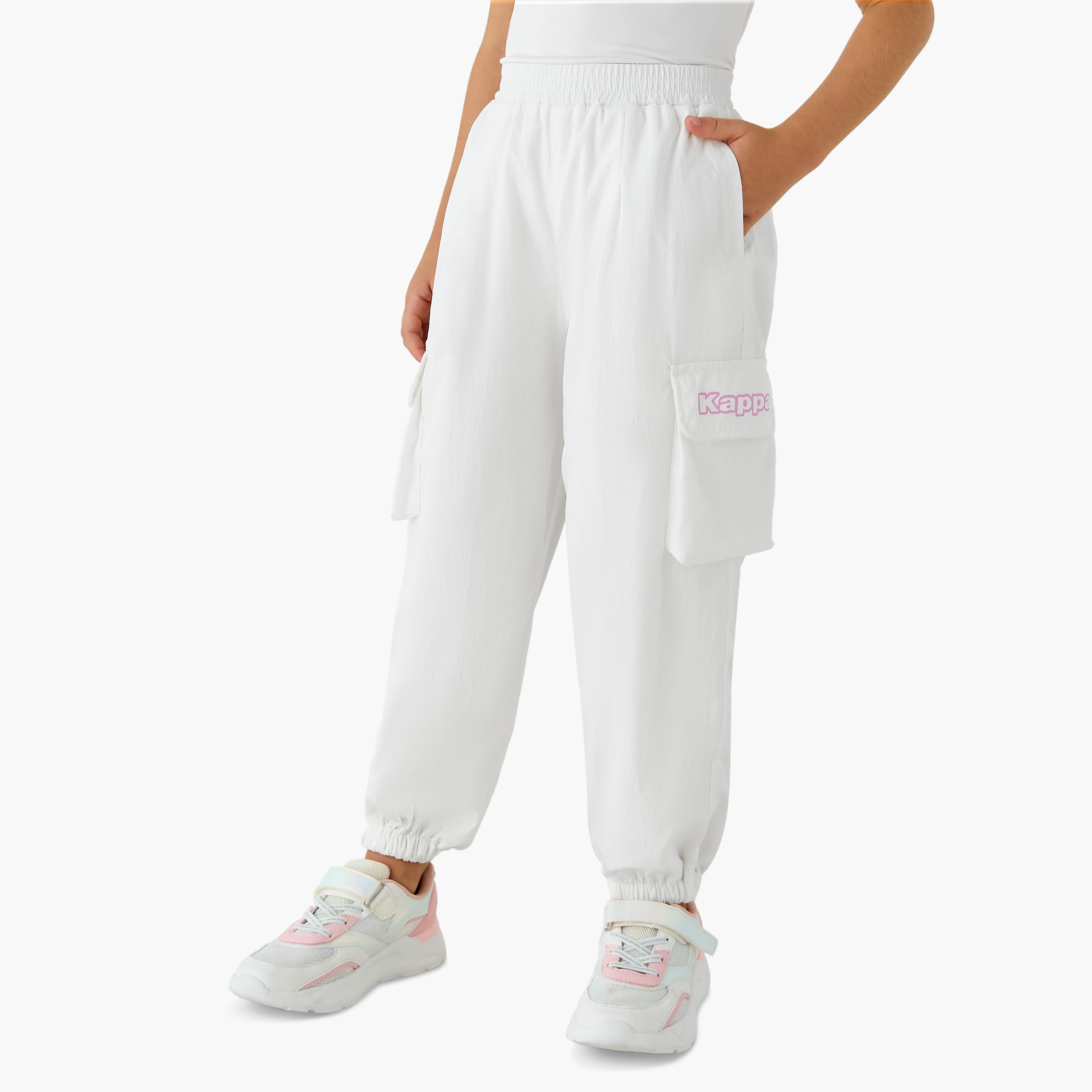 Kappa Solid Cargo Joggers with Pockets-baby-girls-clothing-sportswear-bottoms-image-1