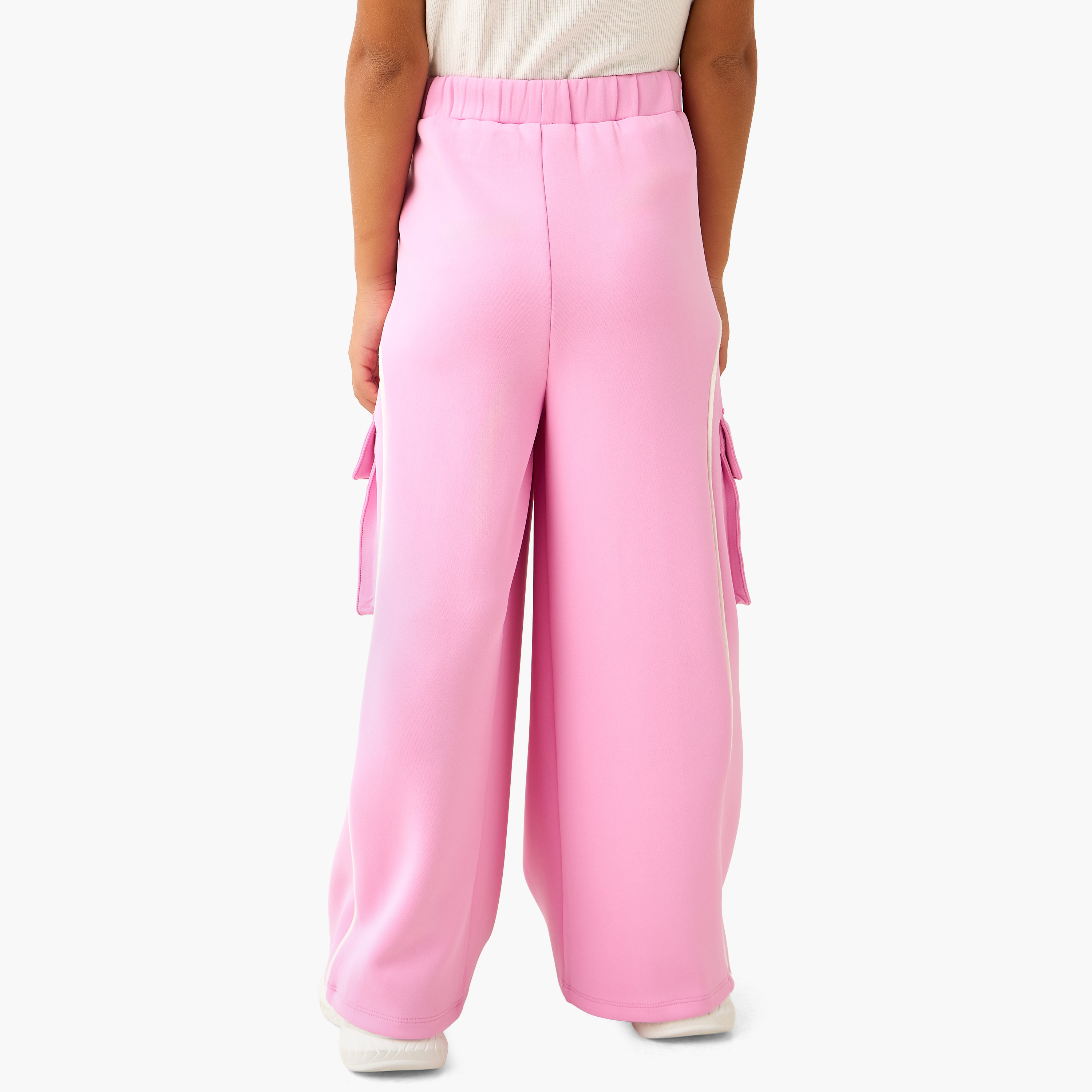 Kappa Wide Leg Cargo Trousers with Elastic Waist-baby-girls-clothing-bottoms-trousers-image-3