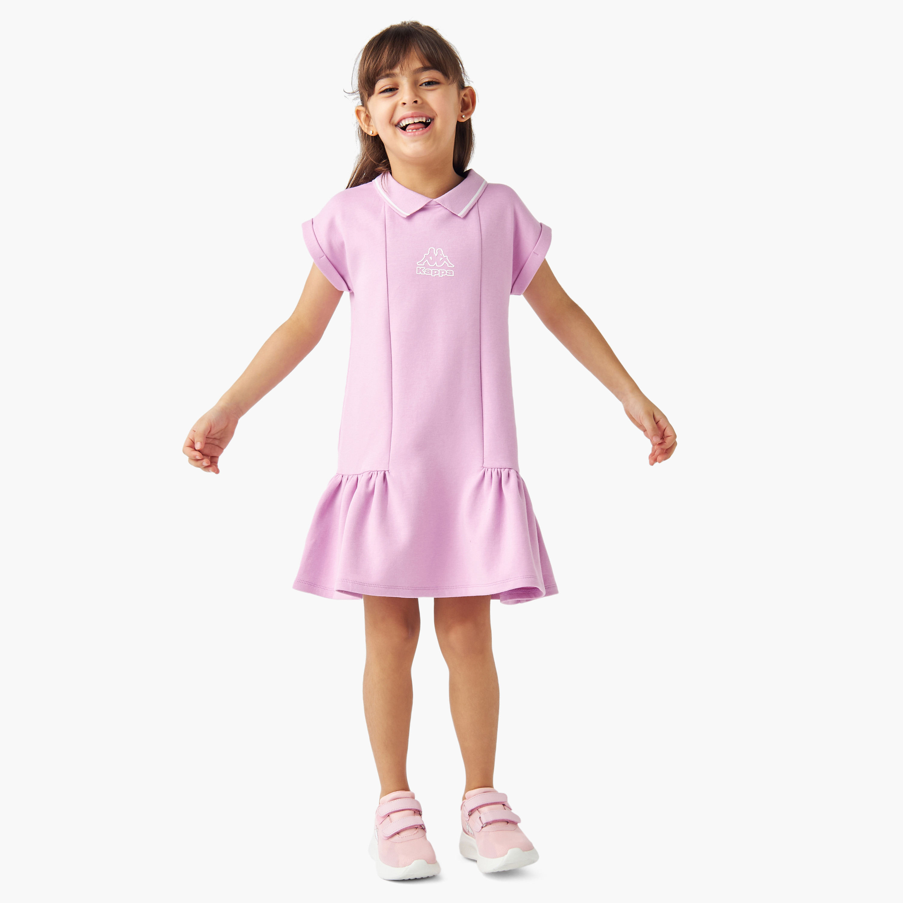 Kappa Logo Print Polo Dress with Short Sleeves-girls-clothing-dressesandjumpsuits-image-2