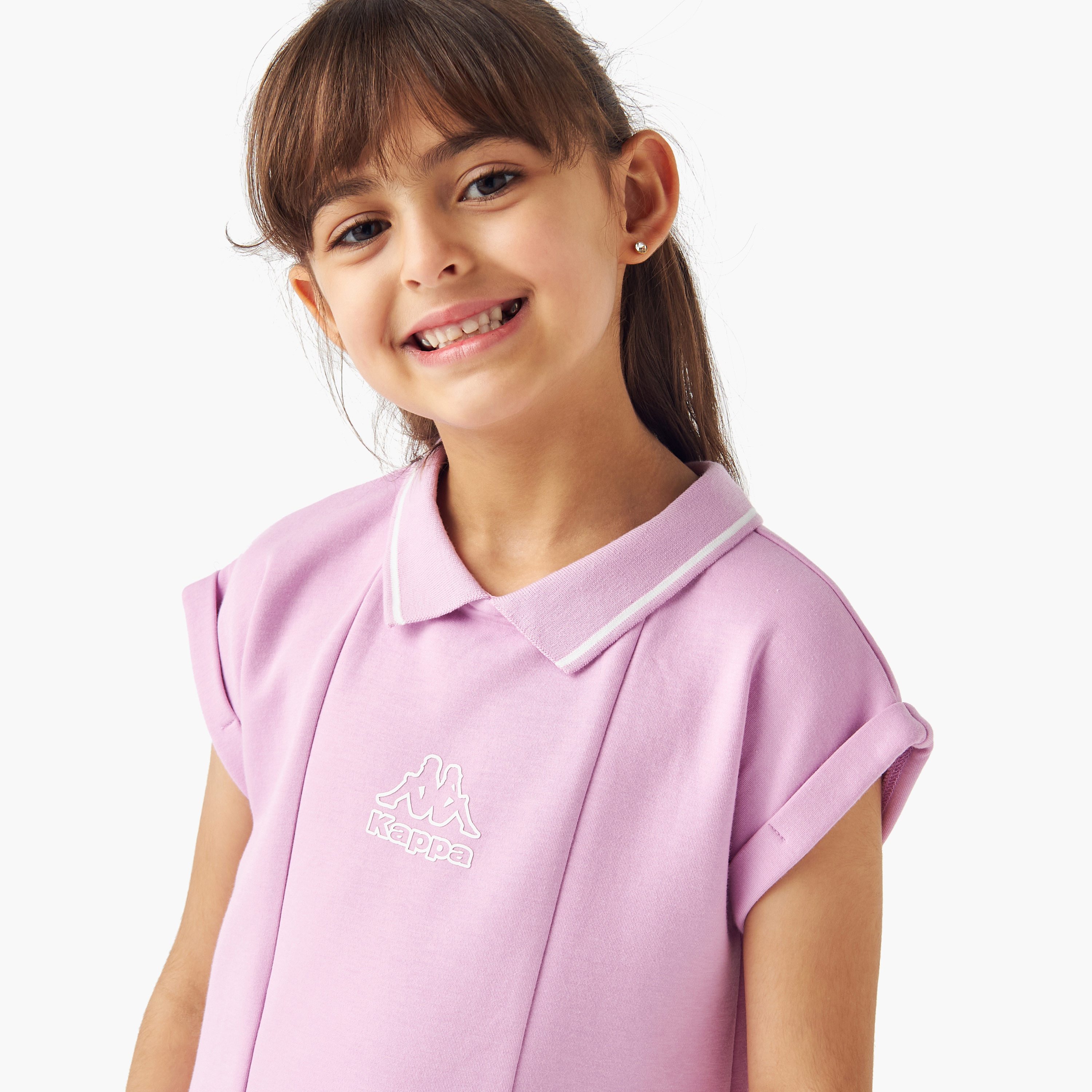 Kappa Logo Print Polo Dress with Short Sleeves-girls-clothing-dressesandjumpsuits-image-4