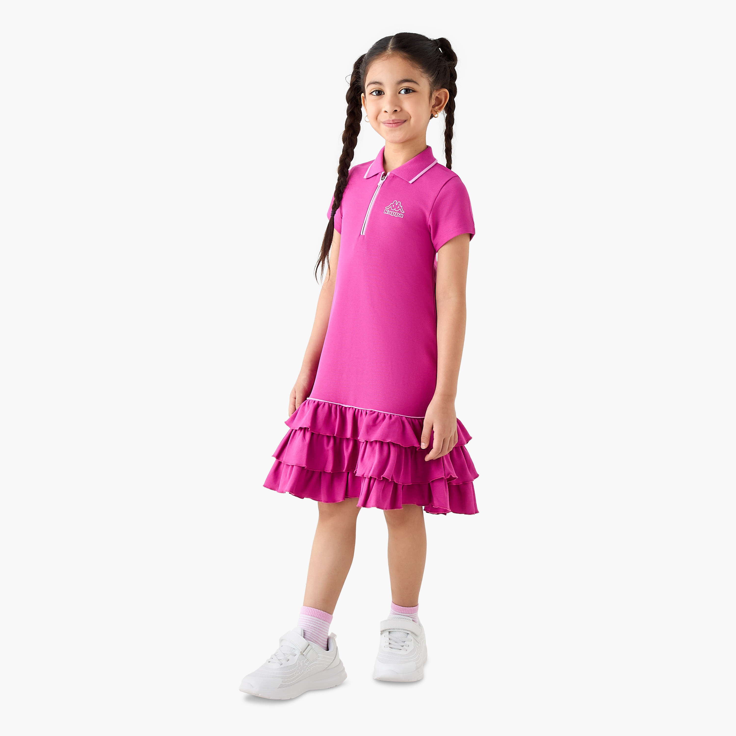 Kappa Textured Polo Dress with Ruffle Hem-girls-clothing-dressesandjumpsuits-image-1