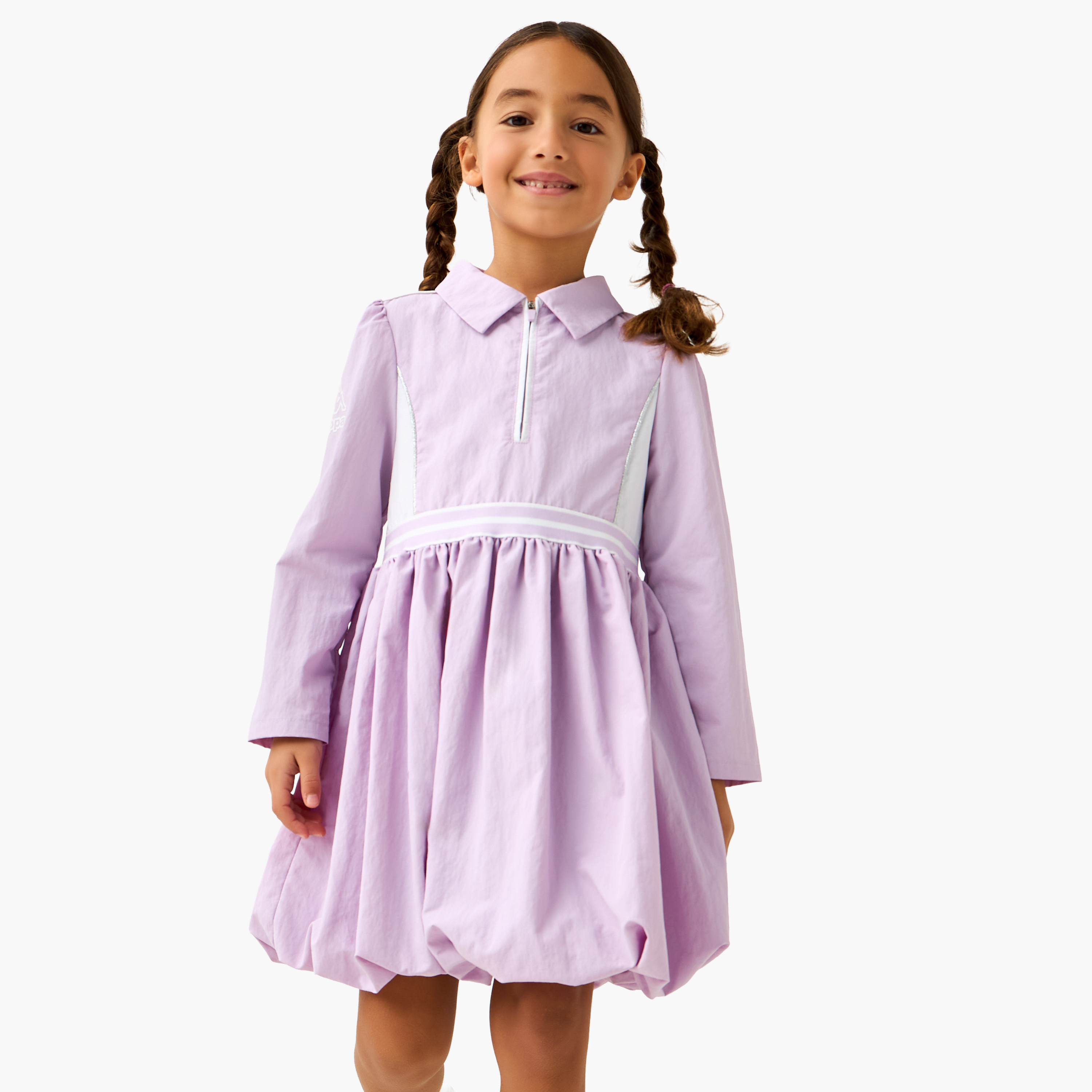 Kappa Collar Long Sleeves Dress with Logo Print-girls-clothing-dressesandjumpsuits-image-1