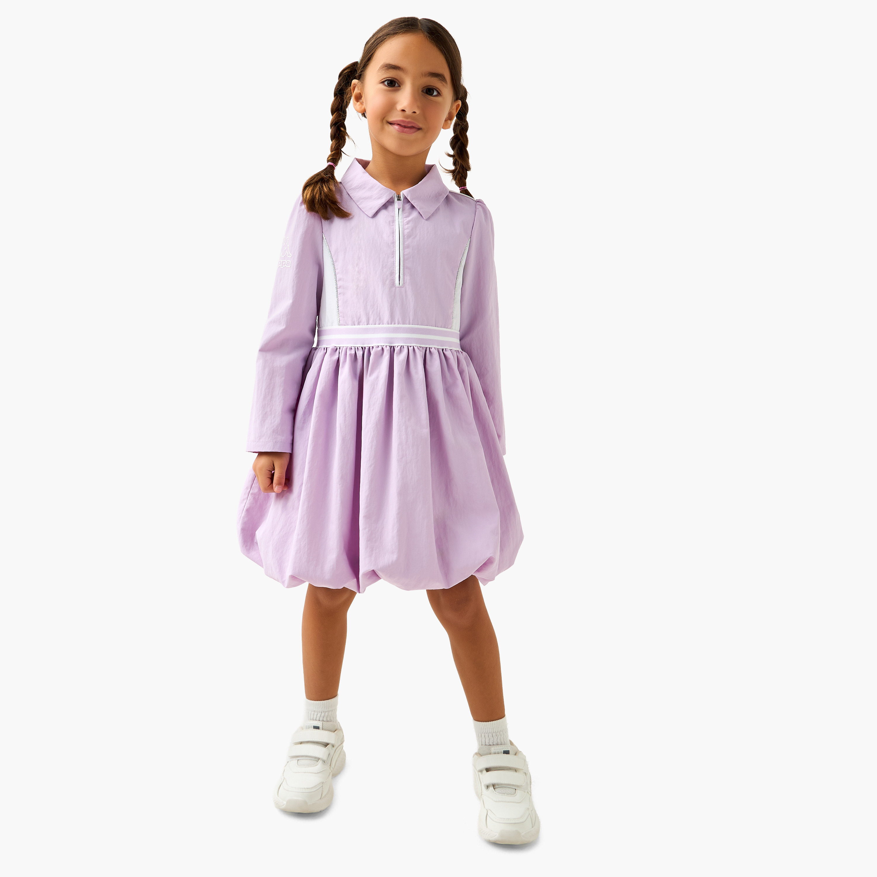 Kappa Collar Long Sleeves Dress with Logo Print-girls-clothing-dressesandjumpsuits-image-2