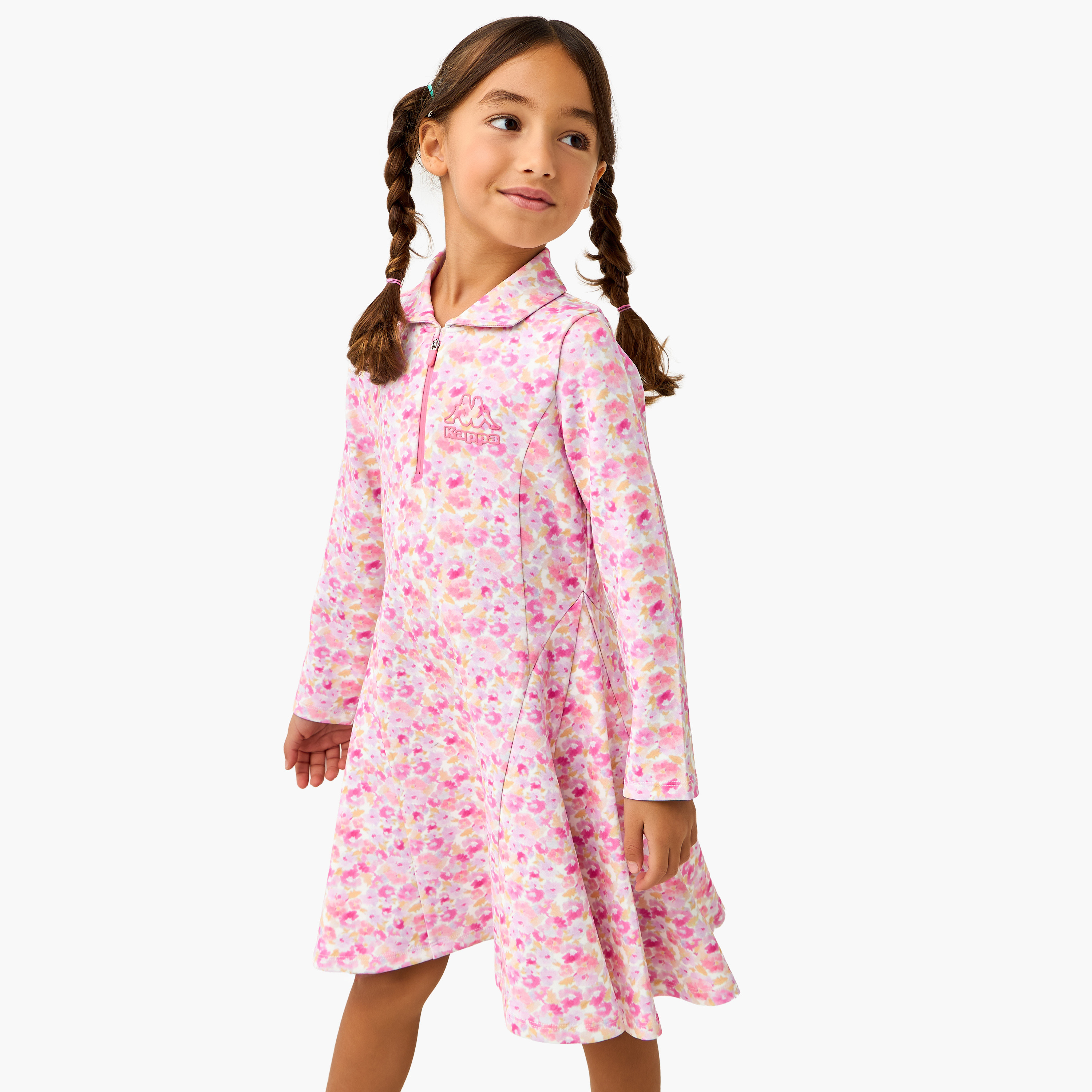 Kappa Collar Long Sleeves Dress with Print-girls-clothing-dressesandjumpsuits-image-1