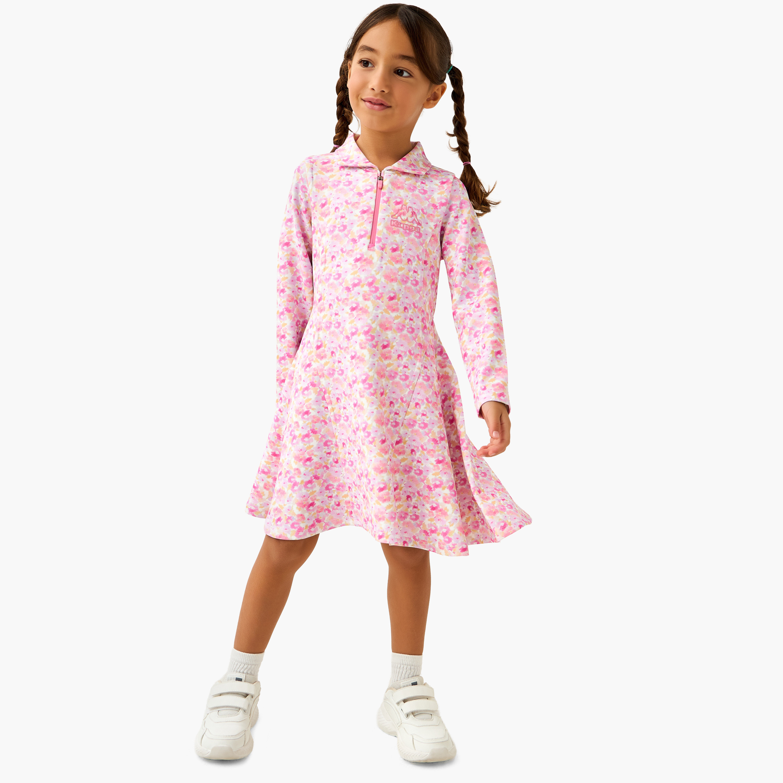 Kappa Collar Long Sleeves Dress with Print-girls-clothing-dressesandjumpsuits-image-2