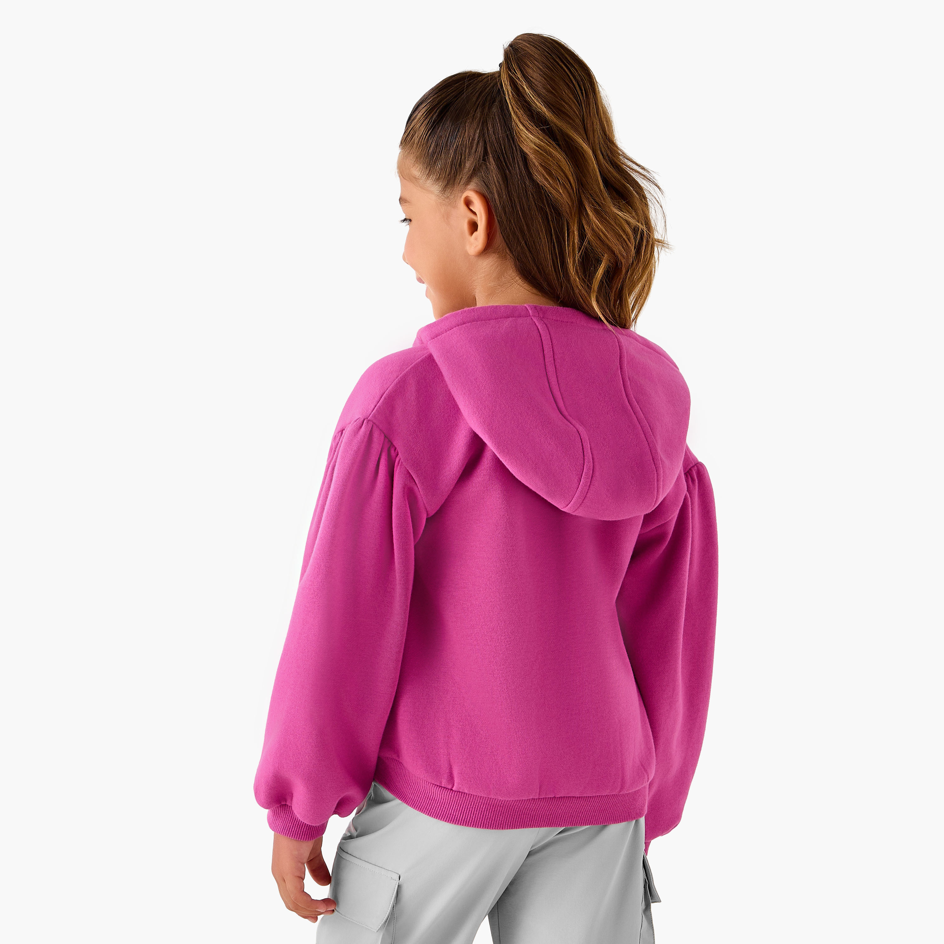 Kappa Tape Accent Zip Through Jacket with Long Sleeves-girls-clothing-winterwear-jacketsandcoats-image-3