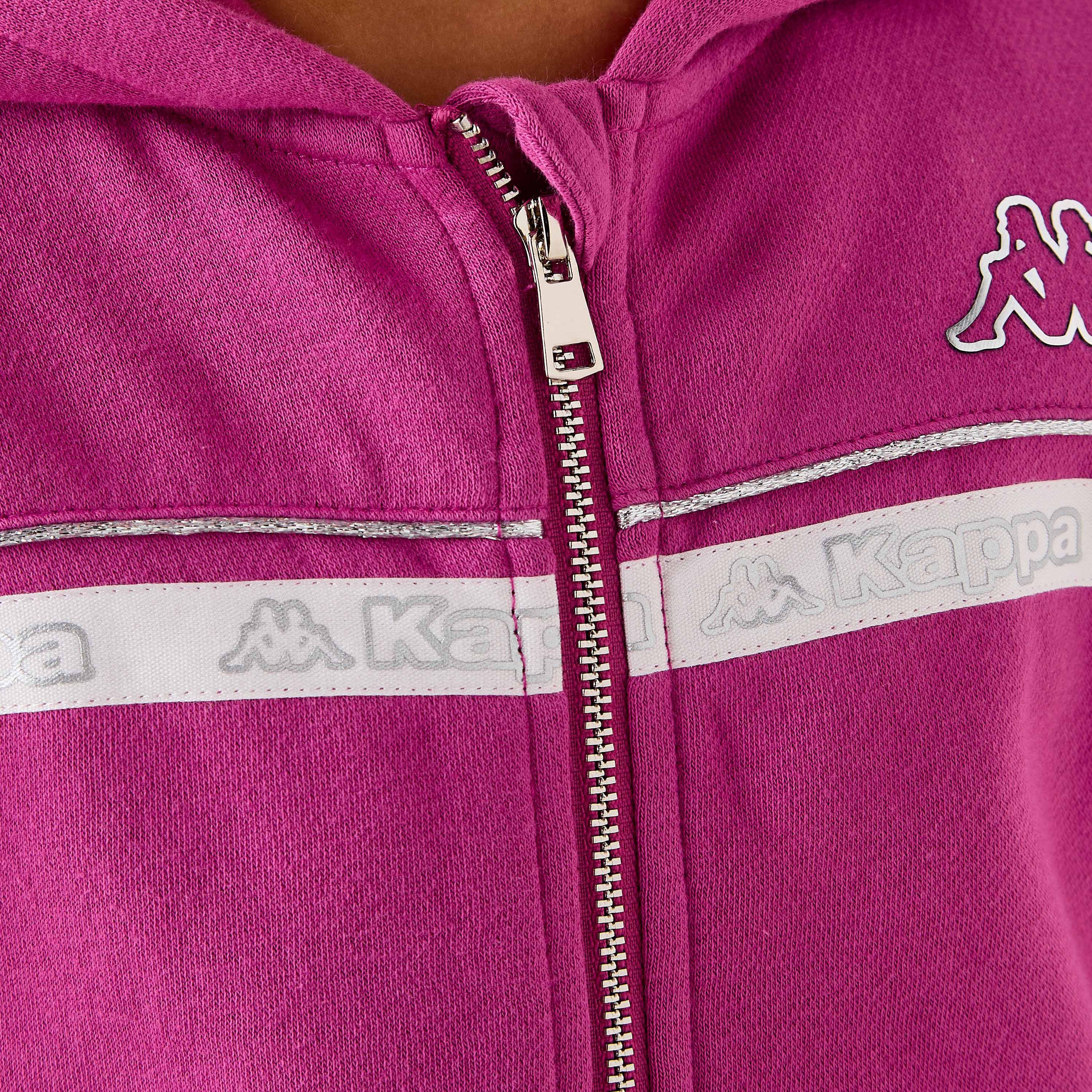 Kappa Tape Accent Zip Through Jacket with Long Sleeves-girls-clothing-winterwear-jacketsandcoats-image-5