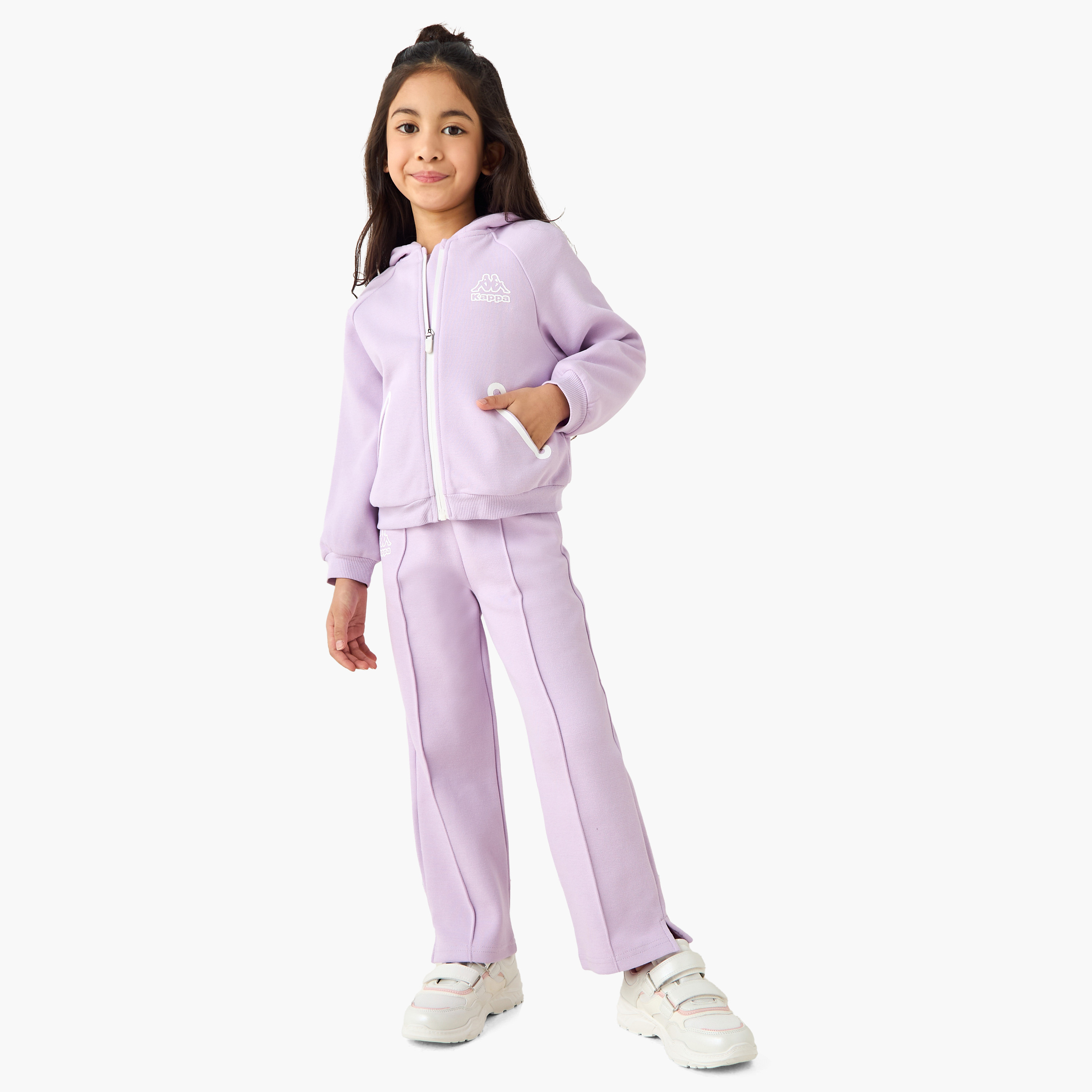Kappa 2-Piece Girls Set - Cotton - Hooded Sweatshirt, Joggers - Logo Print-baby-girls-clothing-setsandcoords-image-1