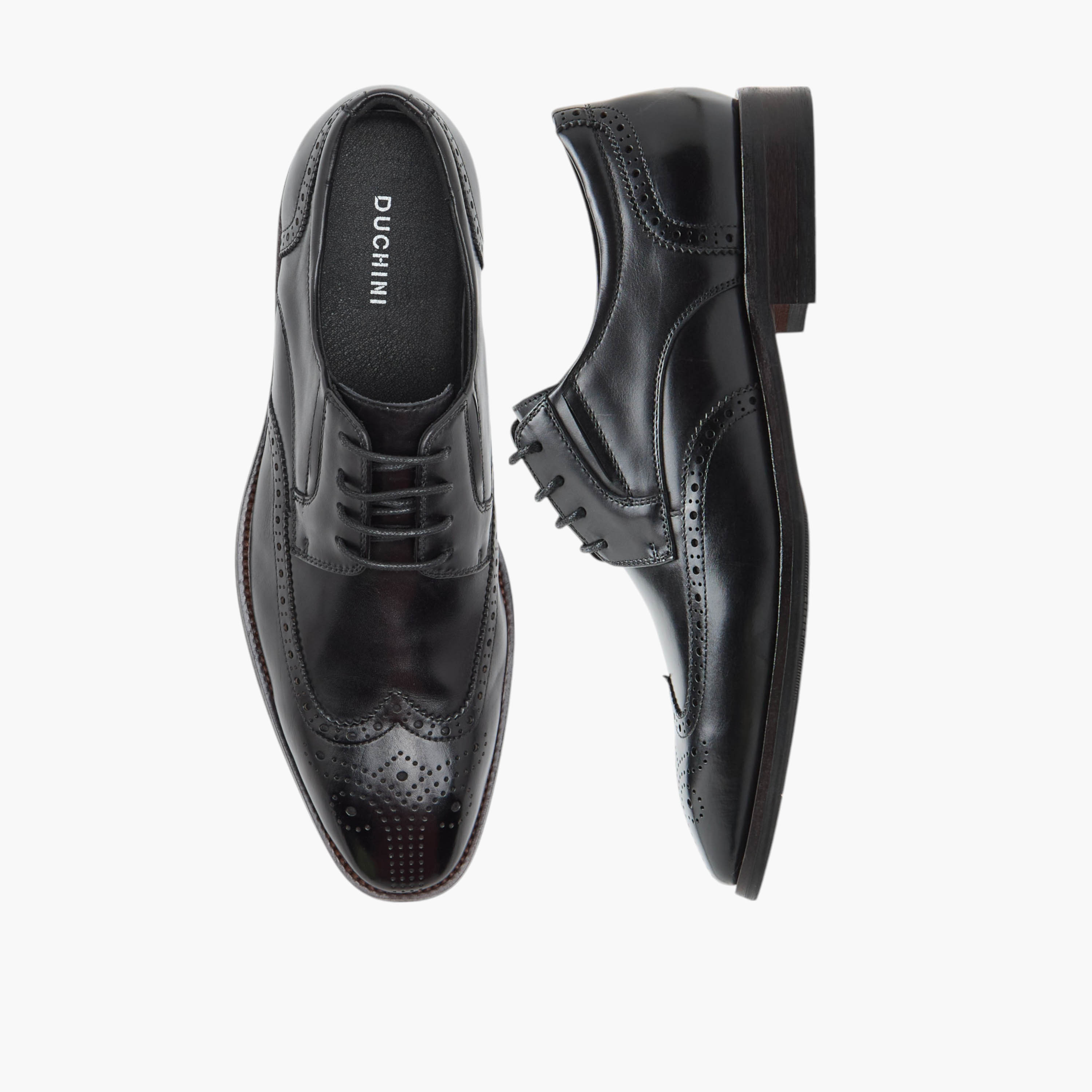 Duchini Men's Leather Textured Derby Shoes with Lace-Up Closure-men-shoes-formalshoes-image-1