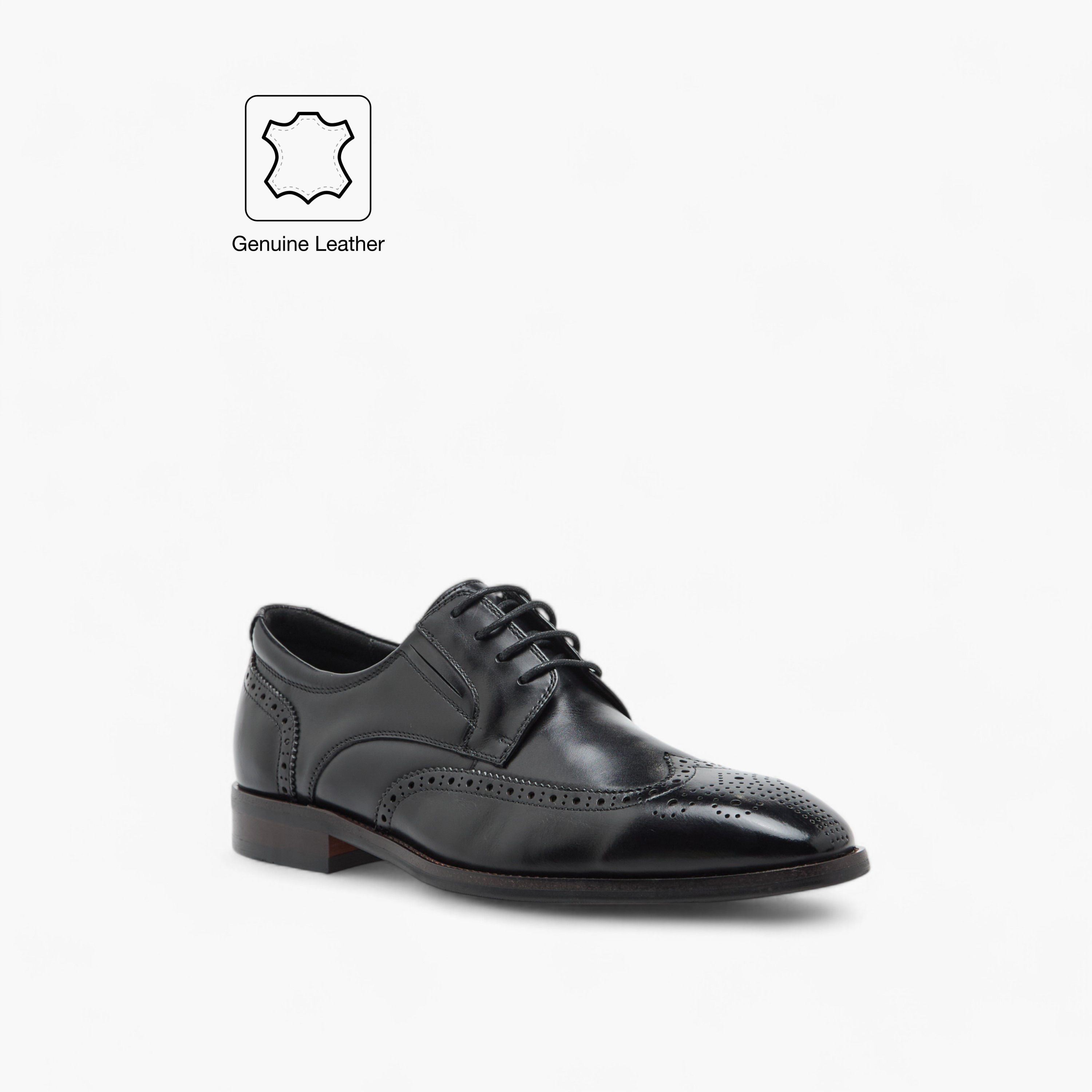 Duchini Men's Leather Textured Derby Shoes with Lace-Up Closure-men-shoes-formalshoes-image-2