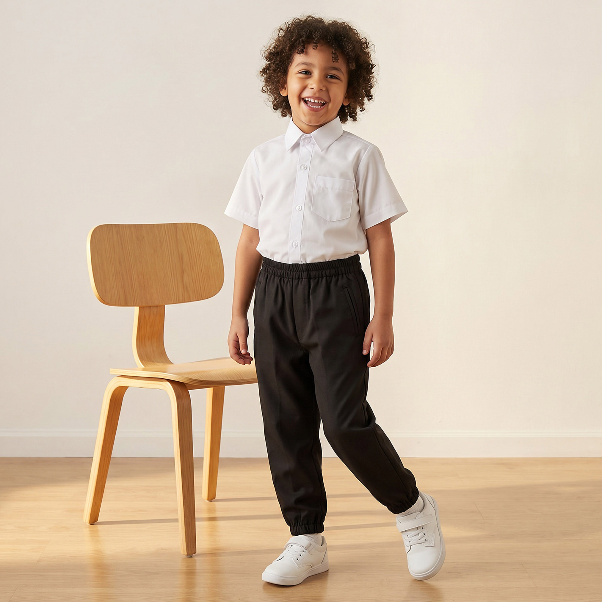 Juniors Black School Joggers with Cotton Fabric - Boys-boys-clothing-schoolwear-bottoms-joggers-image-2