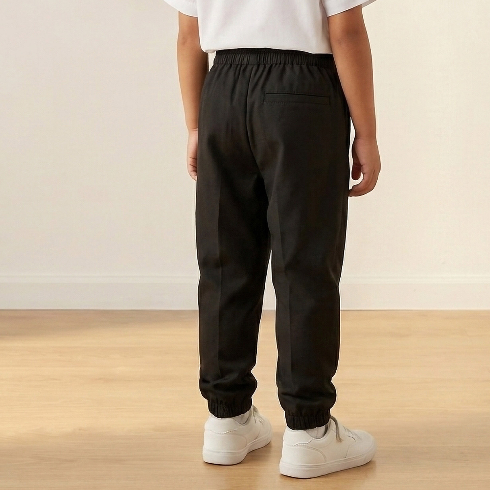 Juniors Black School Joggers with Cotton Fabric - Boys-boys-clothing-schoolwear-bottoms-joggers-image-3