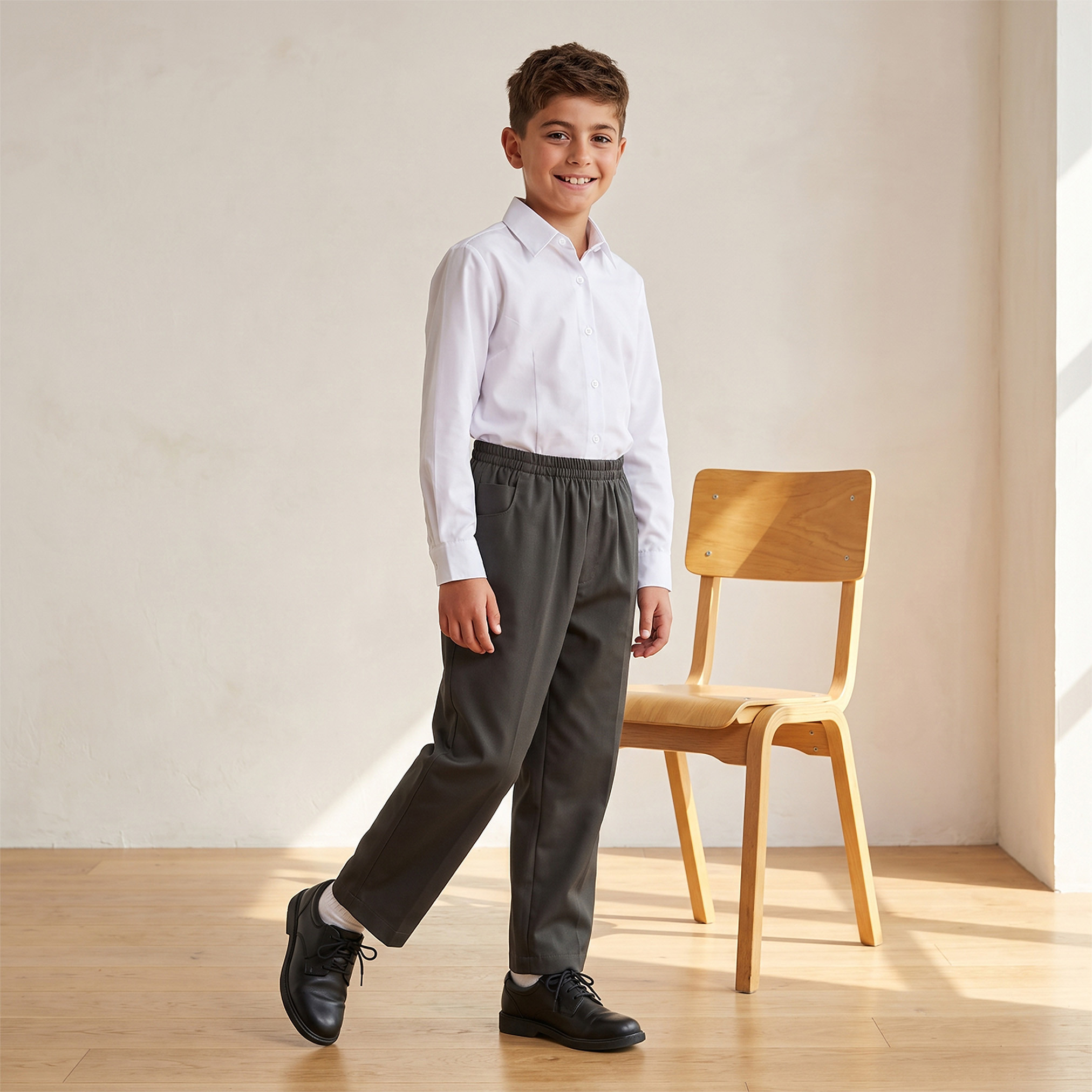 بنطلون مدرسي رمادي من القطن للأولاد من جونيورز-boys-clothing-bottoms-trousers-image-2