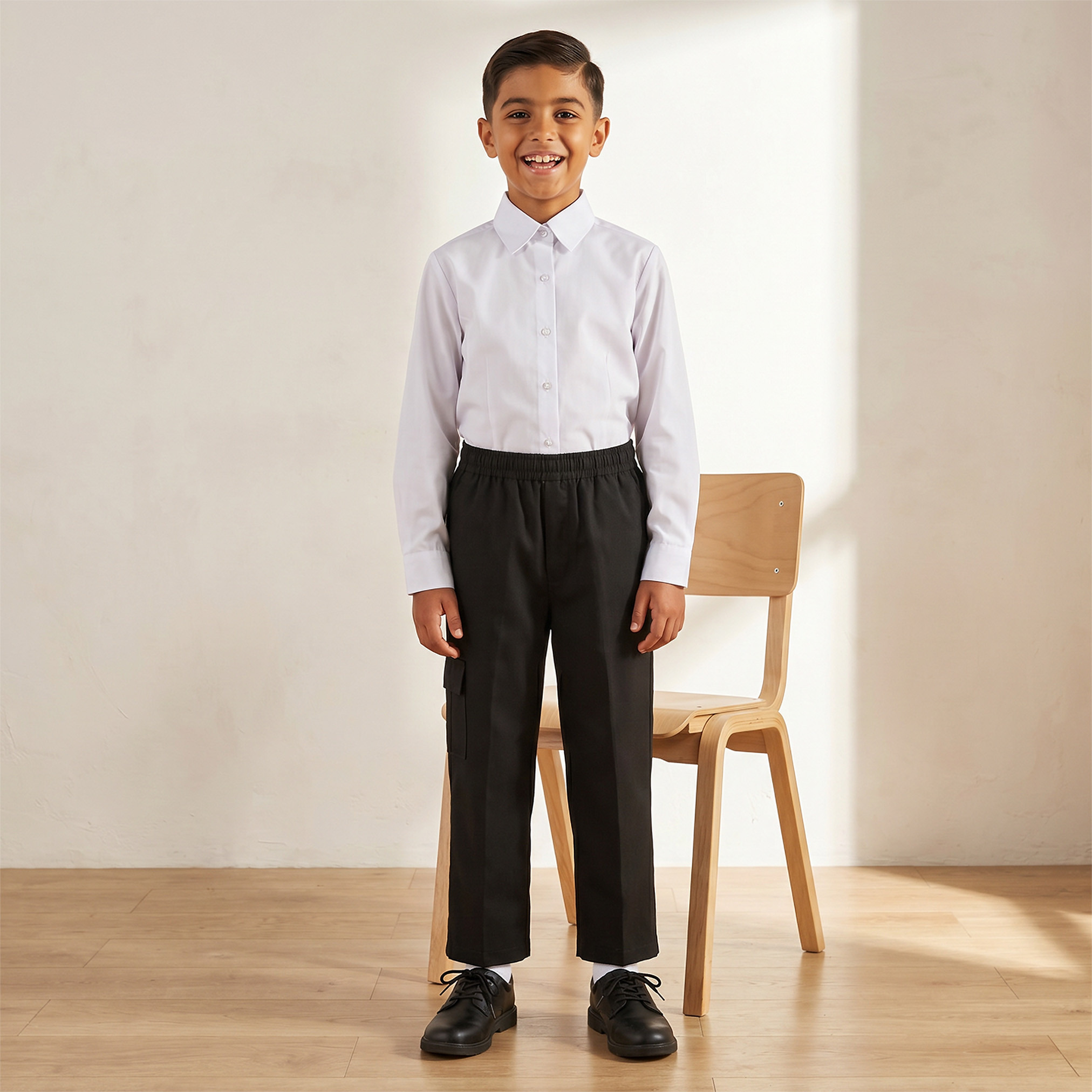 Juniors Black School Pants with Cotton Fabric - Boys-boys-clothing-bottoms-trousers-image-2