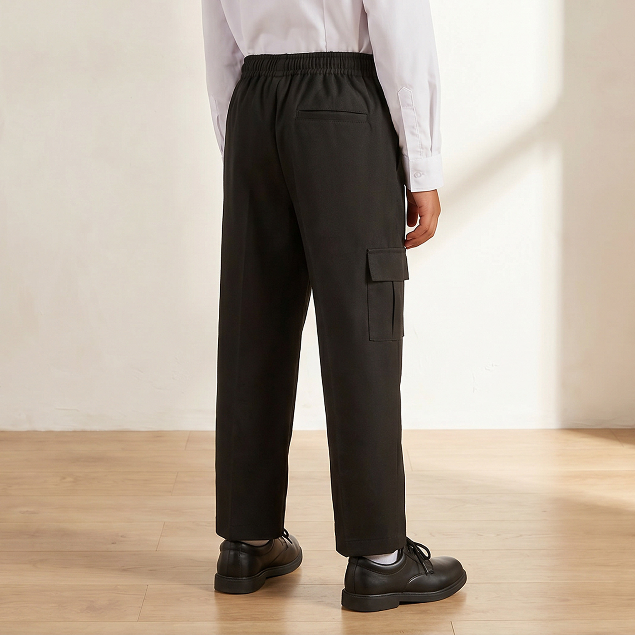 Juniors Black School Pants with Cotton Fabric - Boys-boys-clothing-bottoms-trousers-image-3