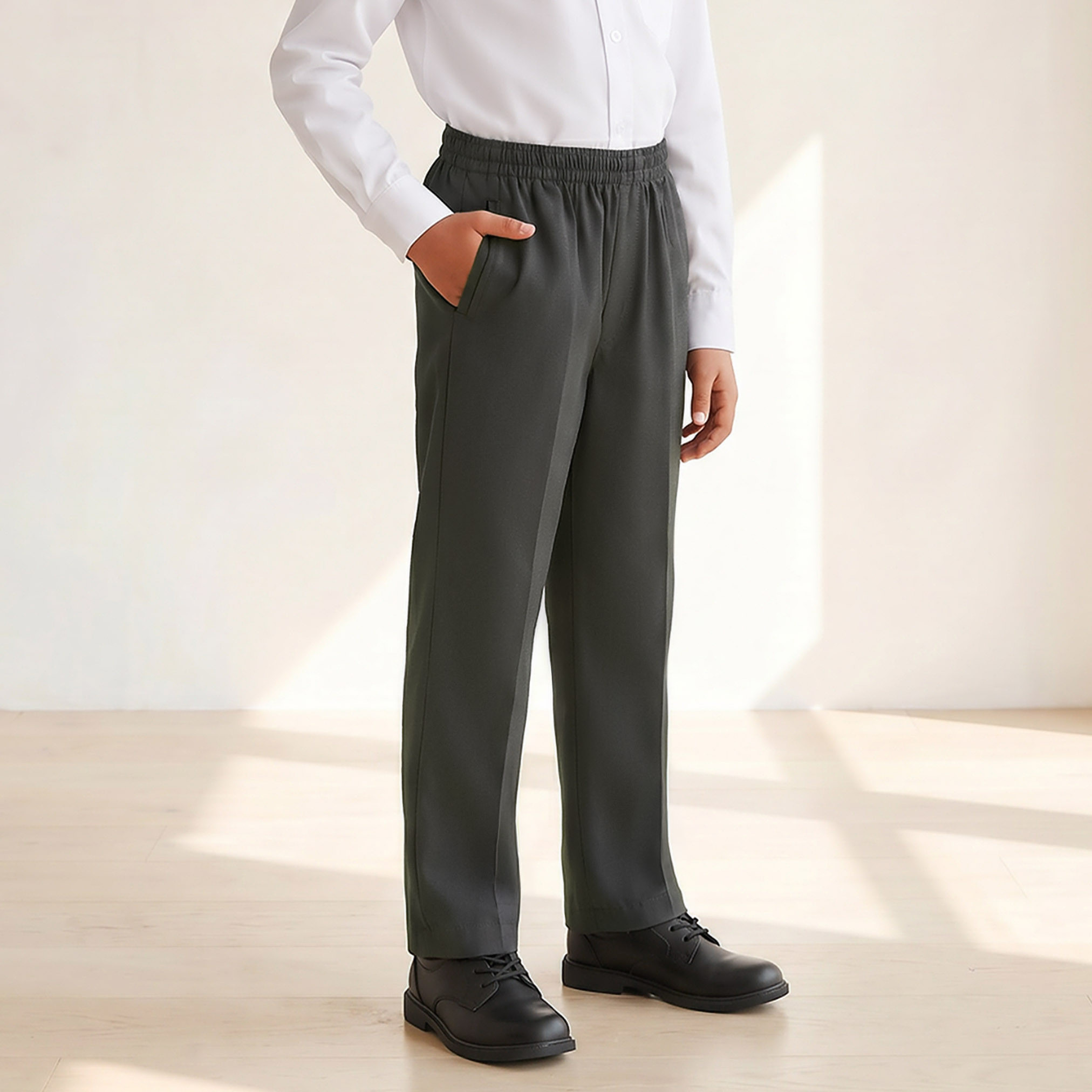 Juniors Grey School Pants with Pockets - Boys-boys-clothing-bottoms-trousers-image-1