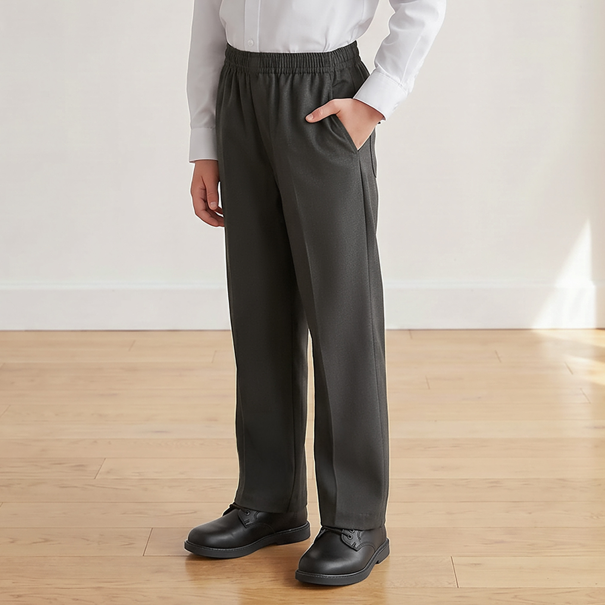 Juniors Grey School Pants with Pockets - Boys-boys-clothing-bottoms-trousers-image-1