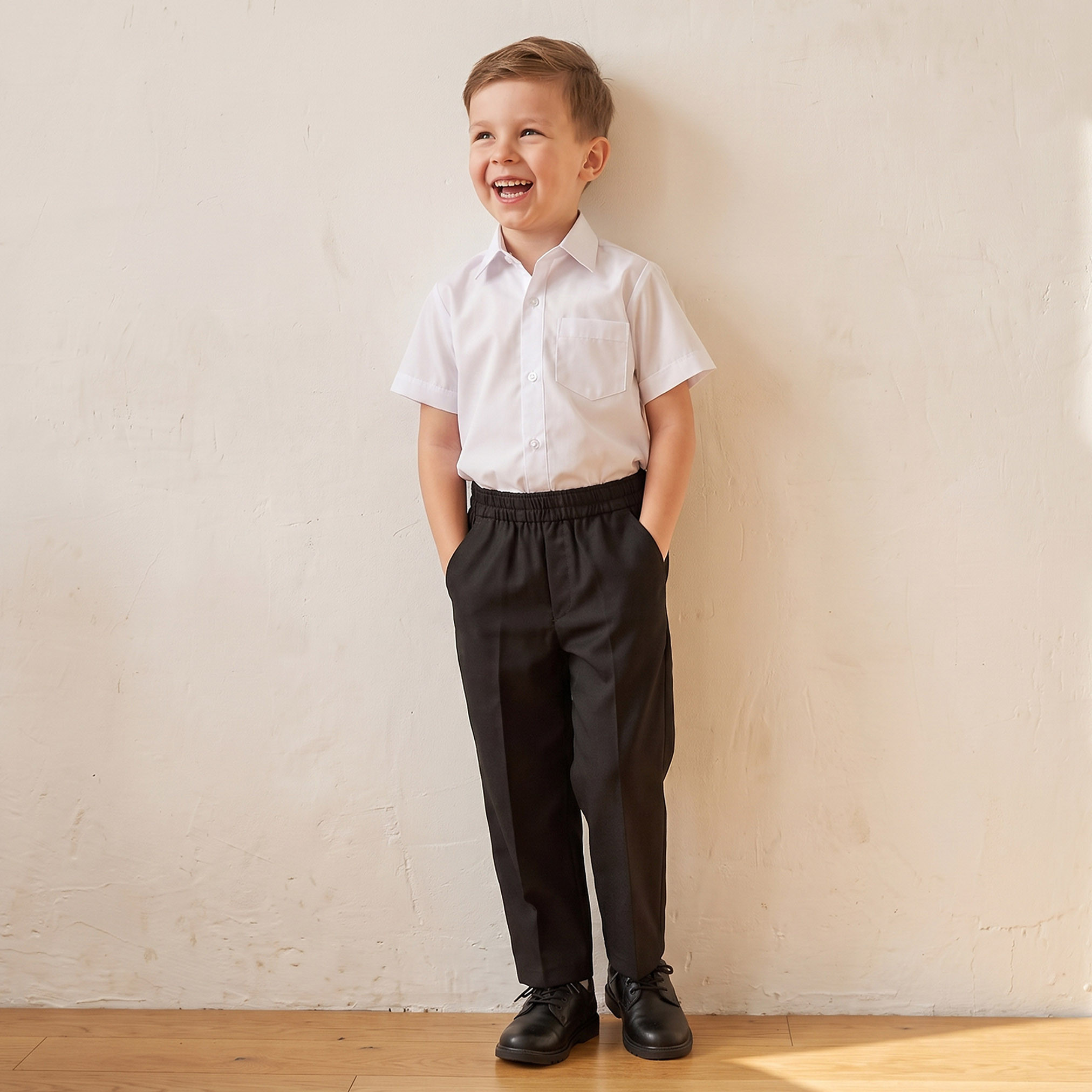 بنطلون مدرسي أسود من القطن للأولاد من جونيورز-boys-clothing-bottoms-trousers-image-2