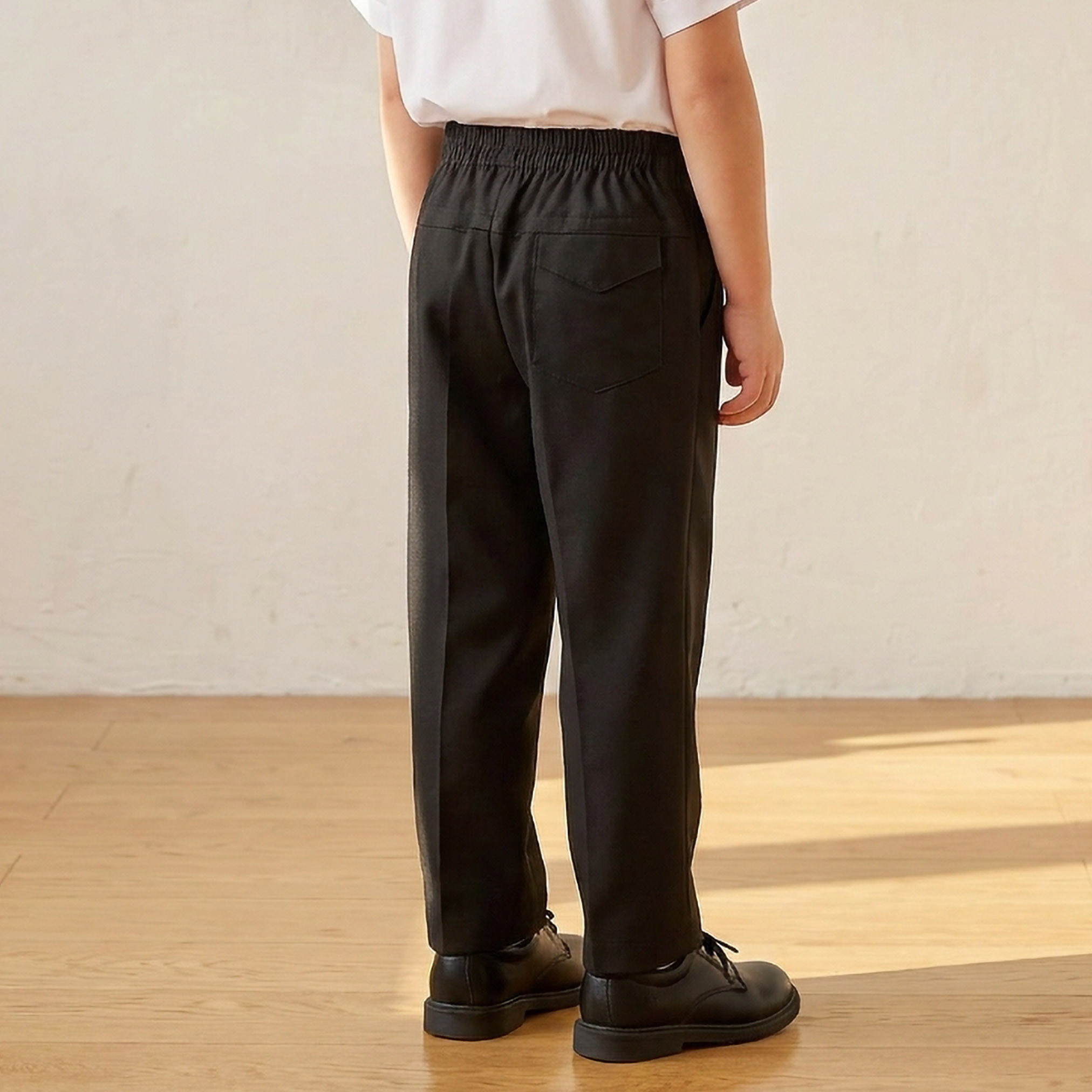 Juniors Black School Pants with Cotton Fabric - Boys-boys-clothing-bottoms-trousers-image-3