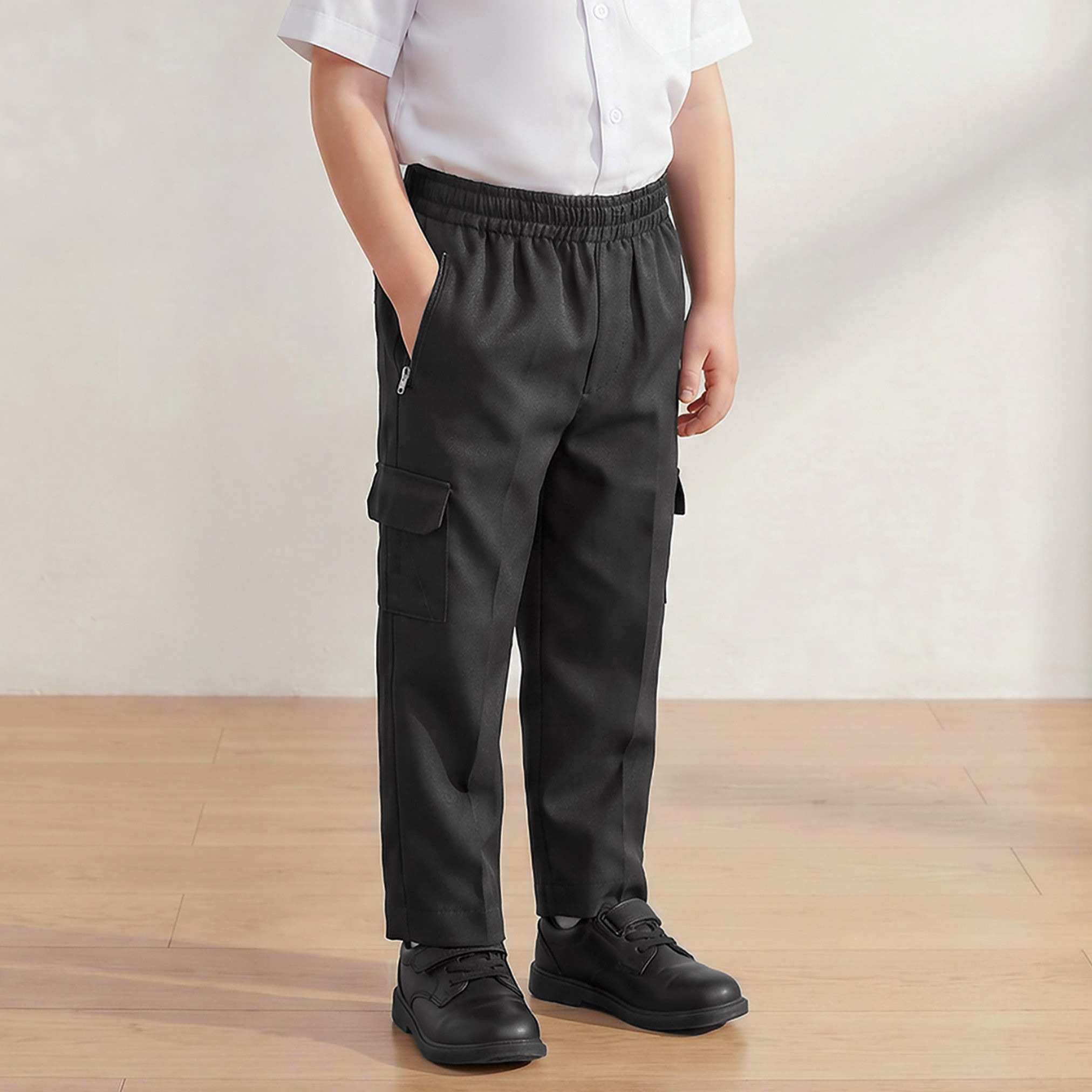 Juniors Black School Pants with Pockets - Boys-boys-clothing-bottoms-trousers-image-1